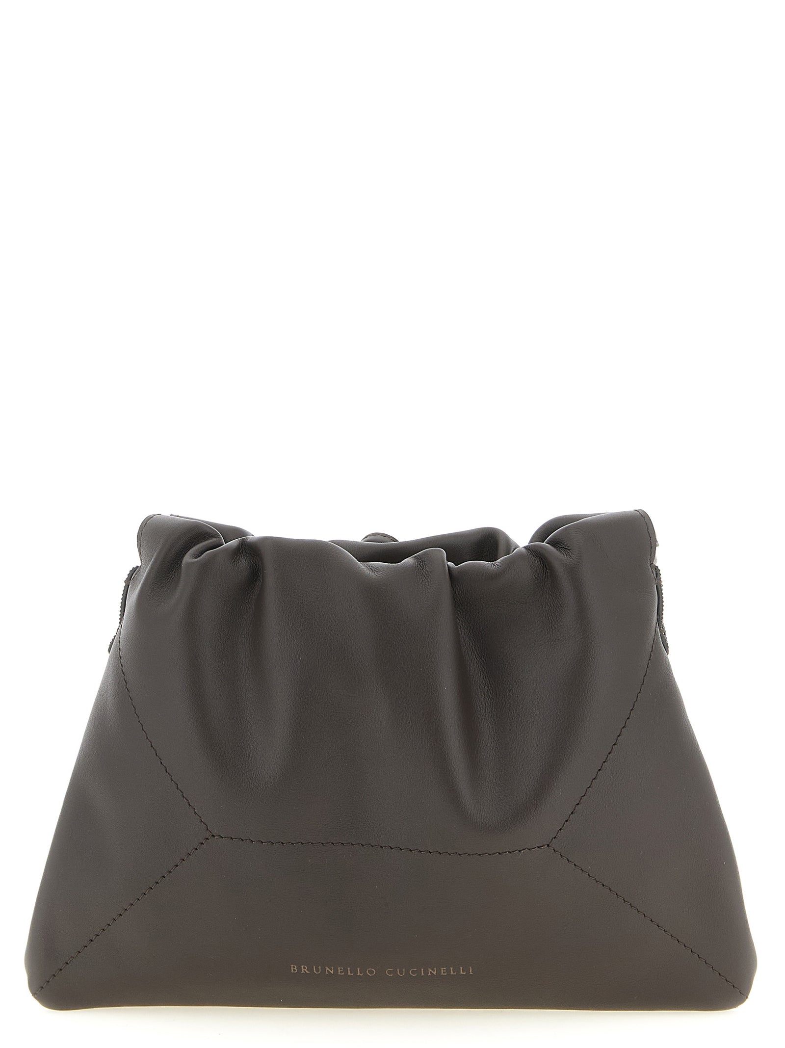 Brunello Cucinelli Brown Calfskin Clutch Bag