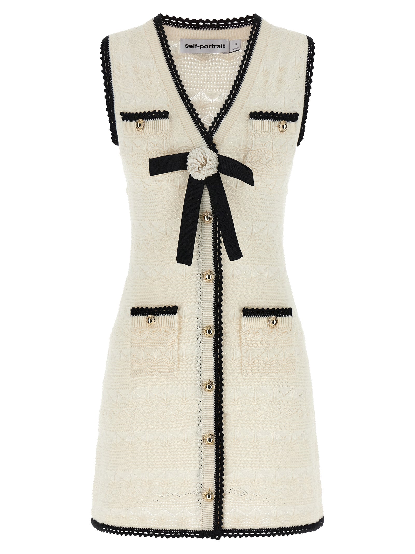 Self-Portrait Bicolor Cotton Short Dress