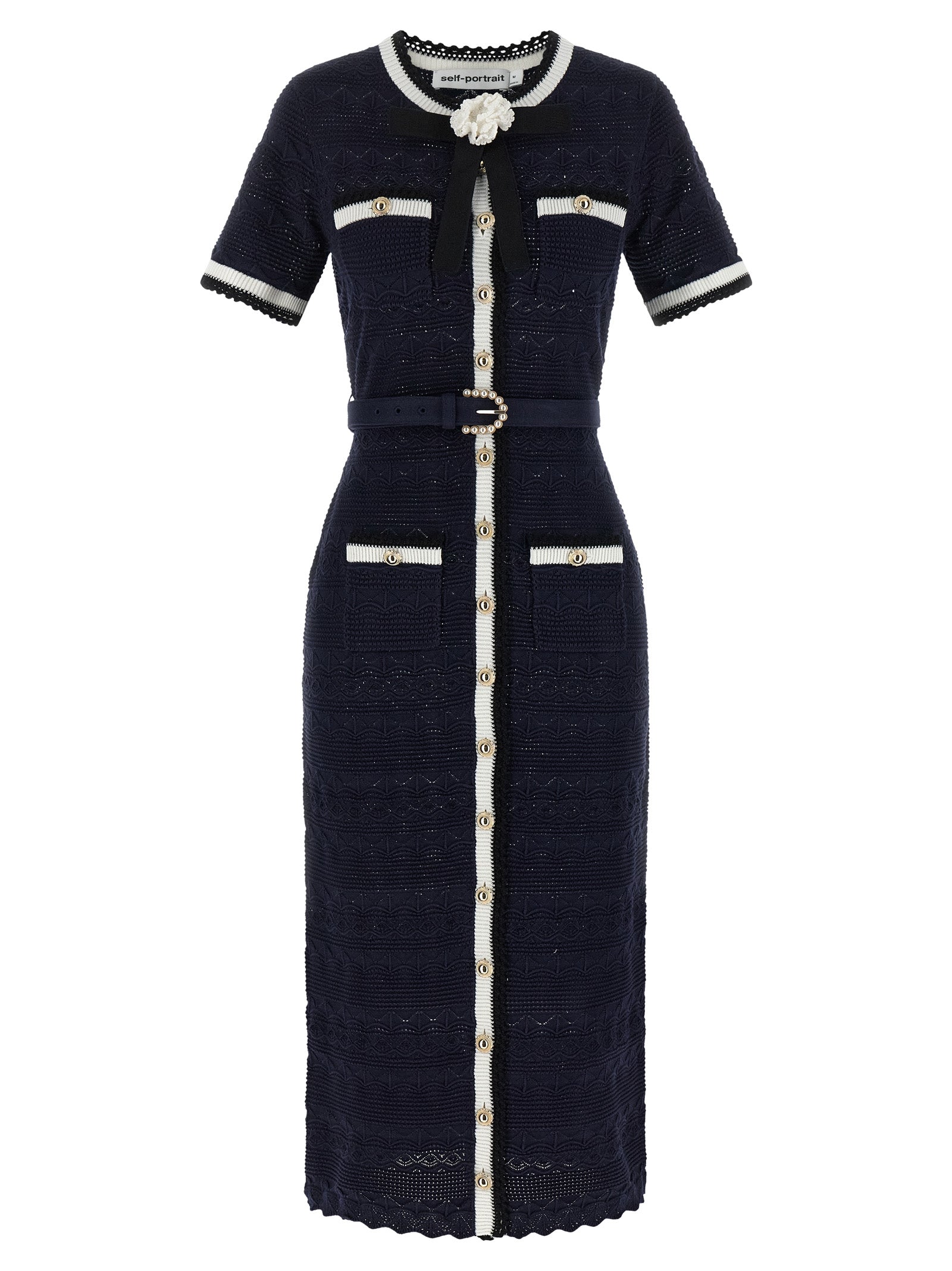 Self-Portrait Blue Cotton Midi Dress