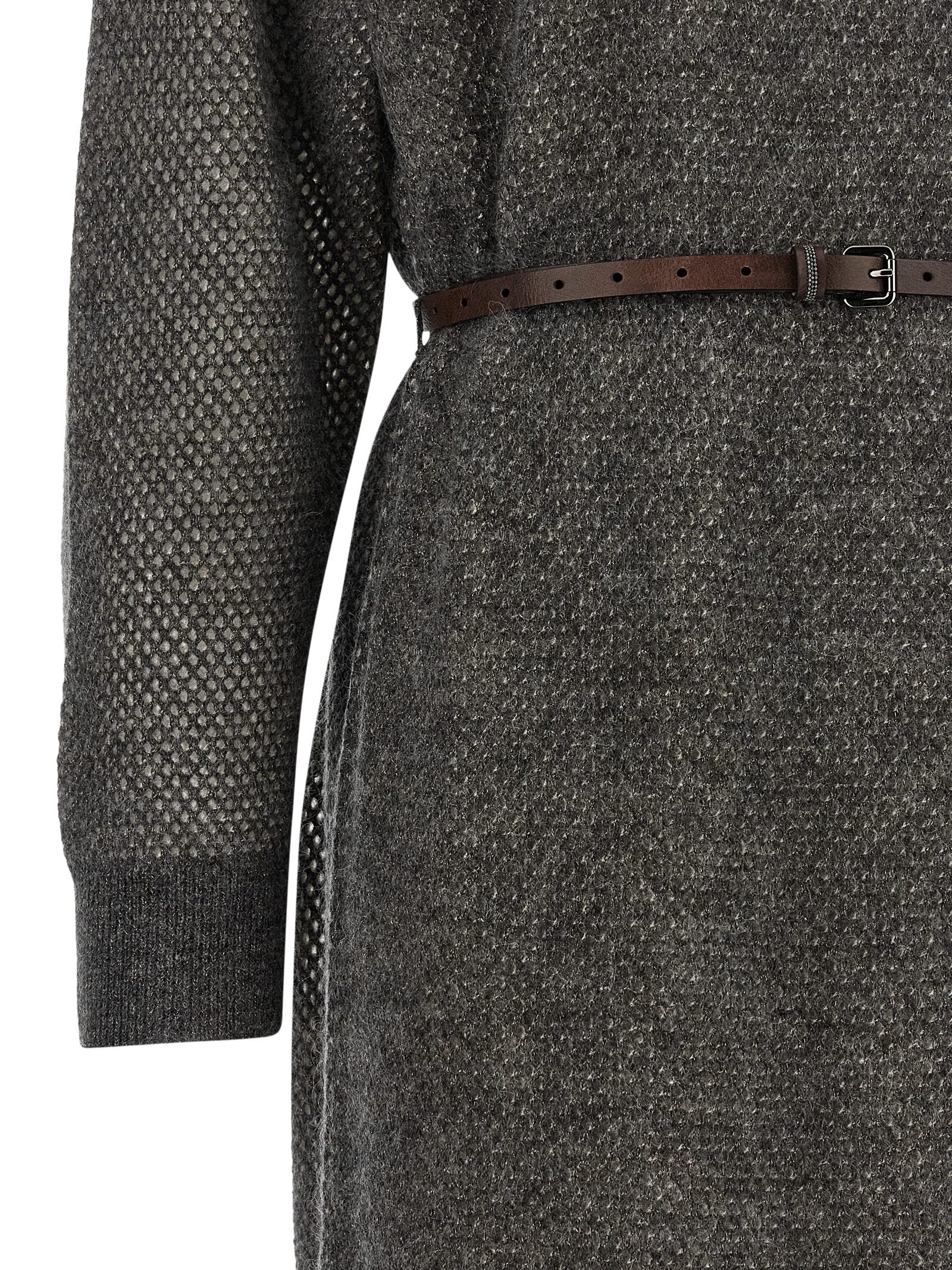 Brunello Cucinelli Gray Wool Midi Dress