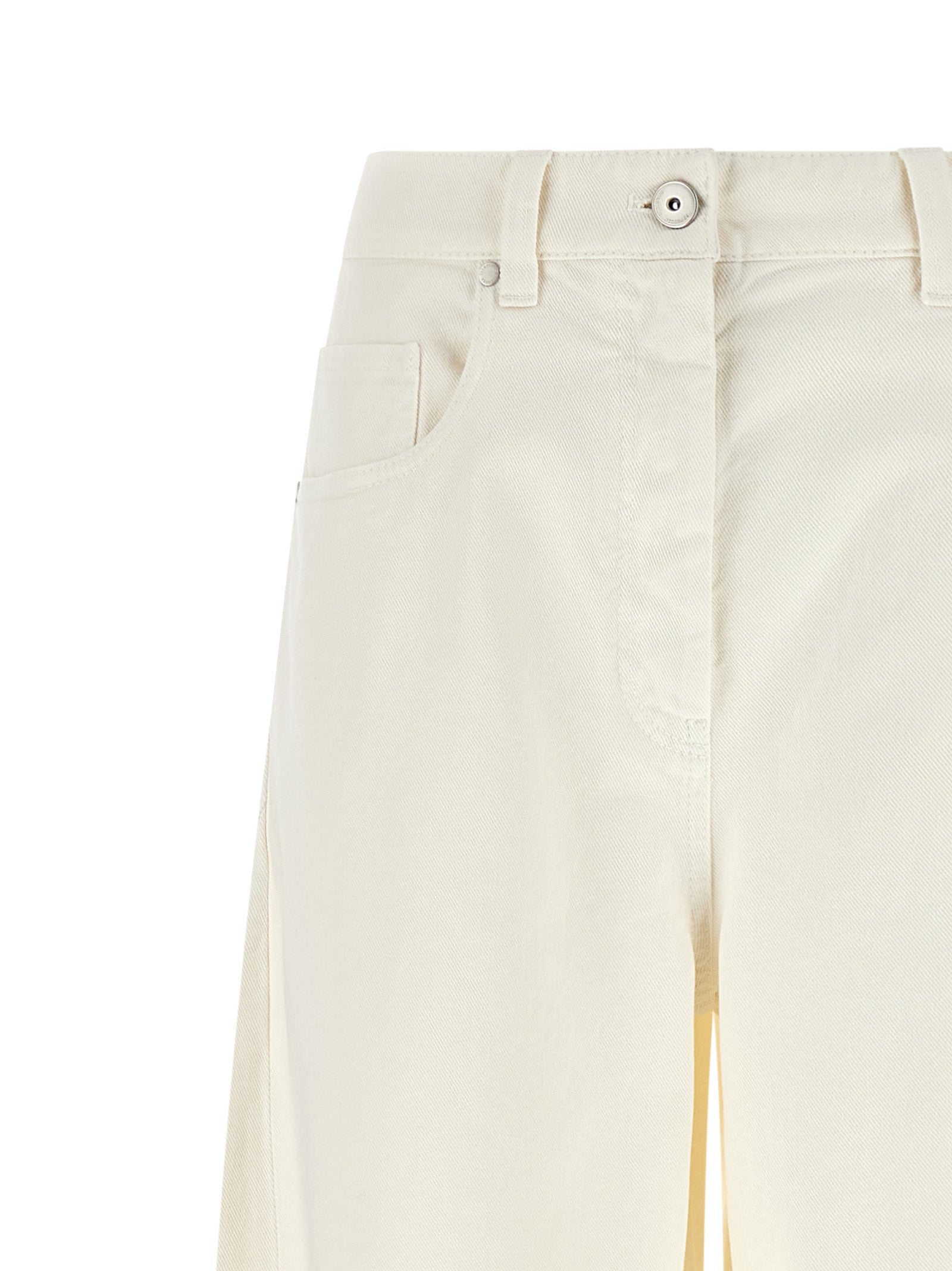 Brunello Cucinelli White Cotton Relaxed Fit Jeans