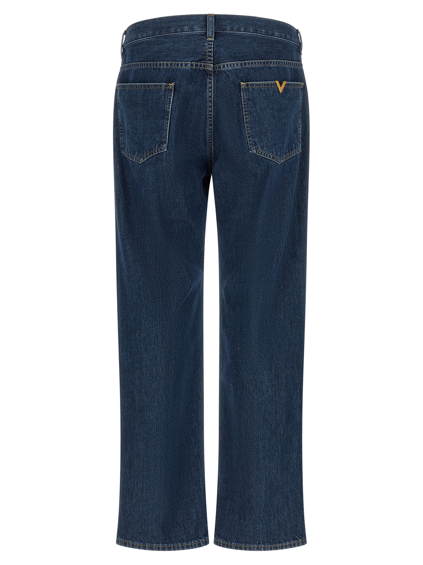 Valentino Garavani Blue Cotton Straight-Leg Jeans