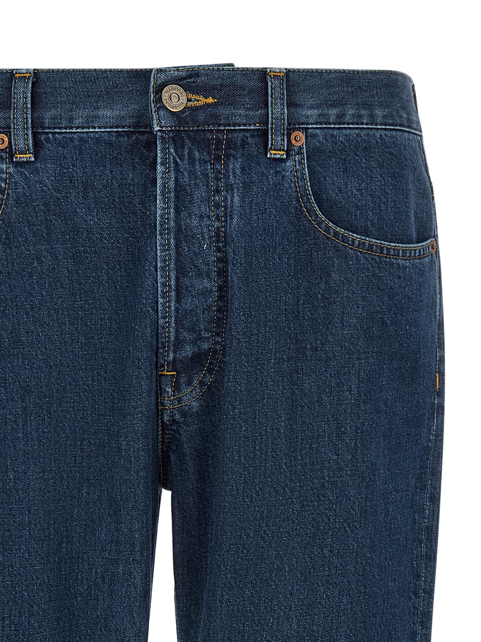 Valentino Garavani Blue Cotton Straight-Leg Jeans