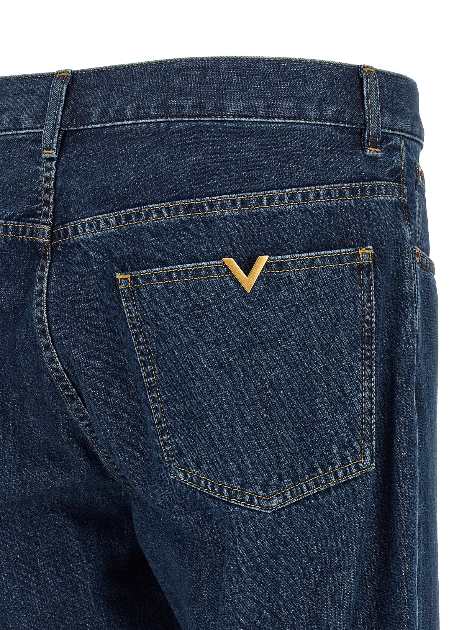 Valentino Garavani Blue Cotton Straight-Leg Jeans