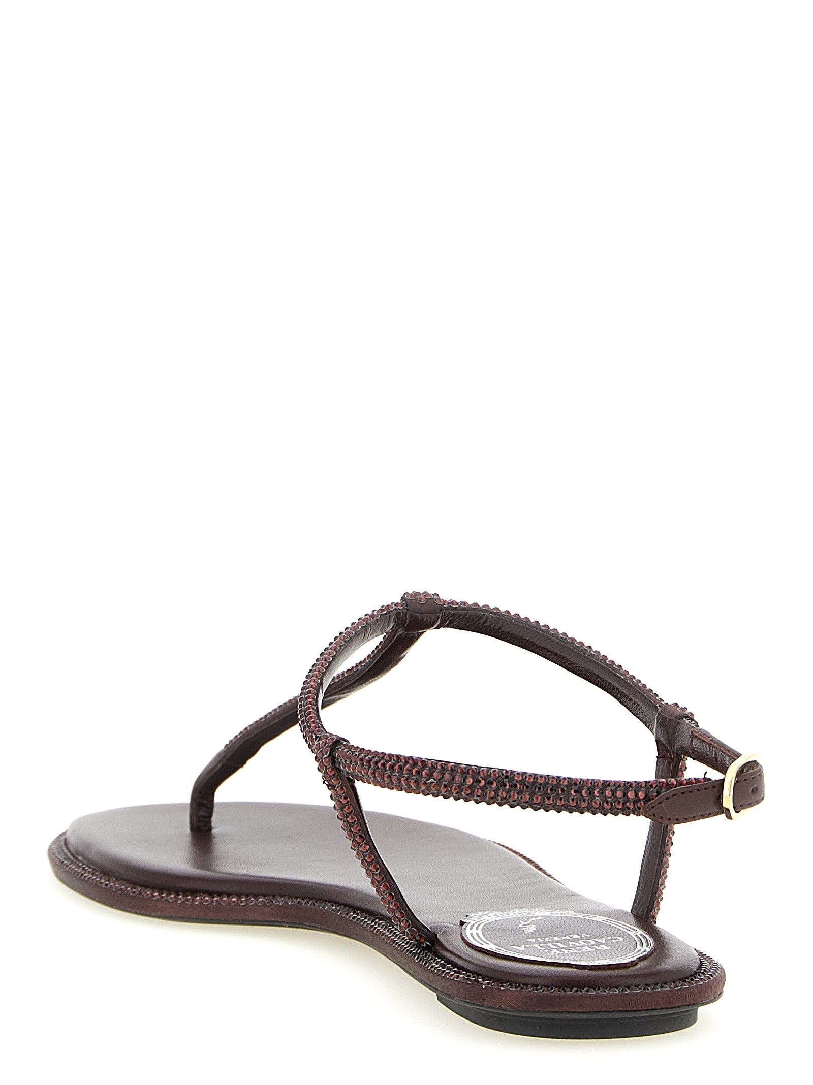 RENE CAOVILLA Brown Viscose Flat Sandals