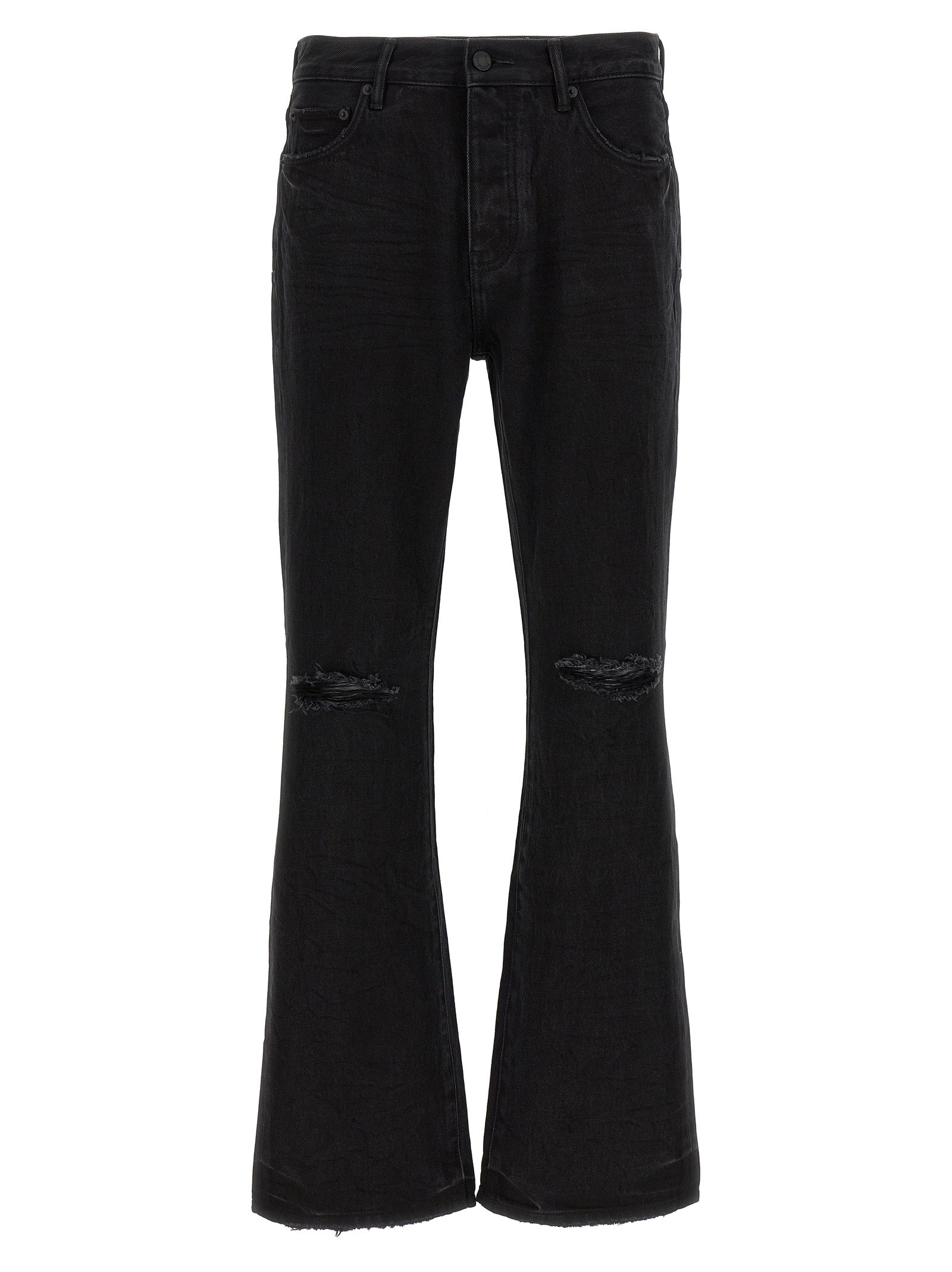 PURPLE Black Cotton Flared Jeans