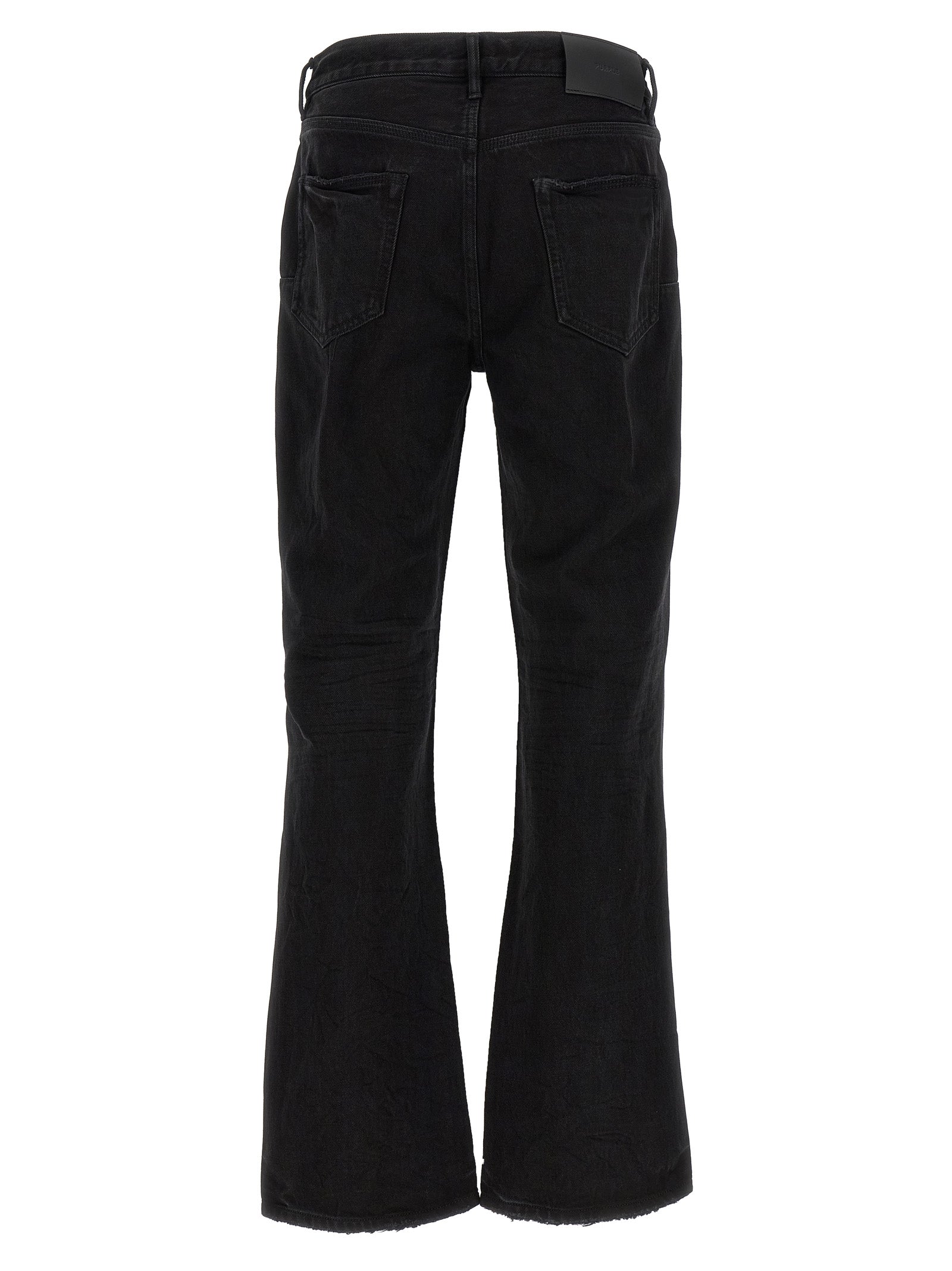 PURPLE Black Cotton Flared Jeans