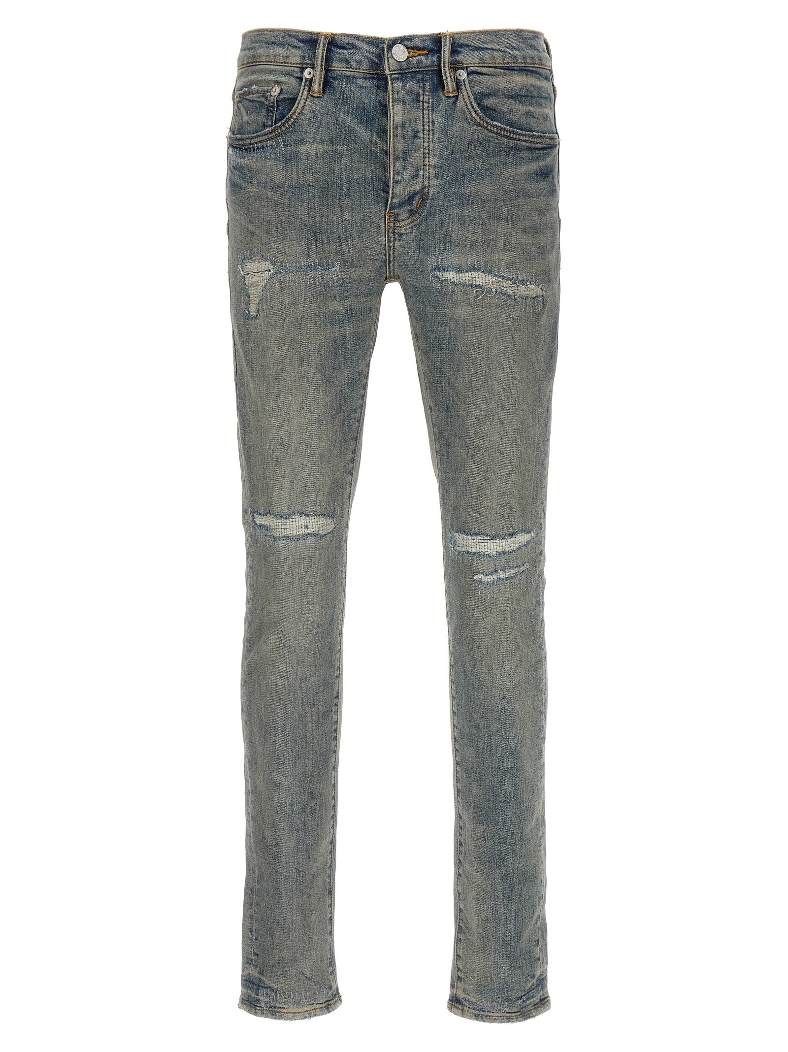 PURPLE Blue Cotton Slim Fit Jeans
