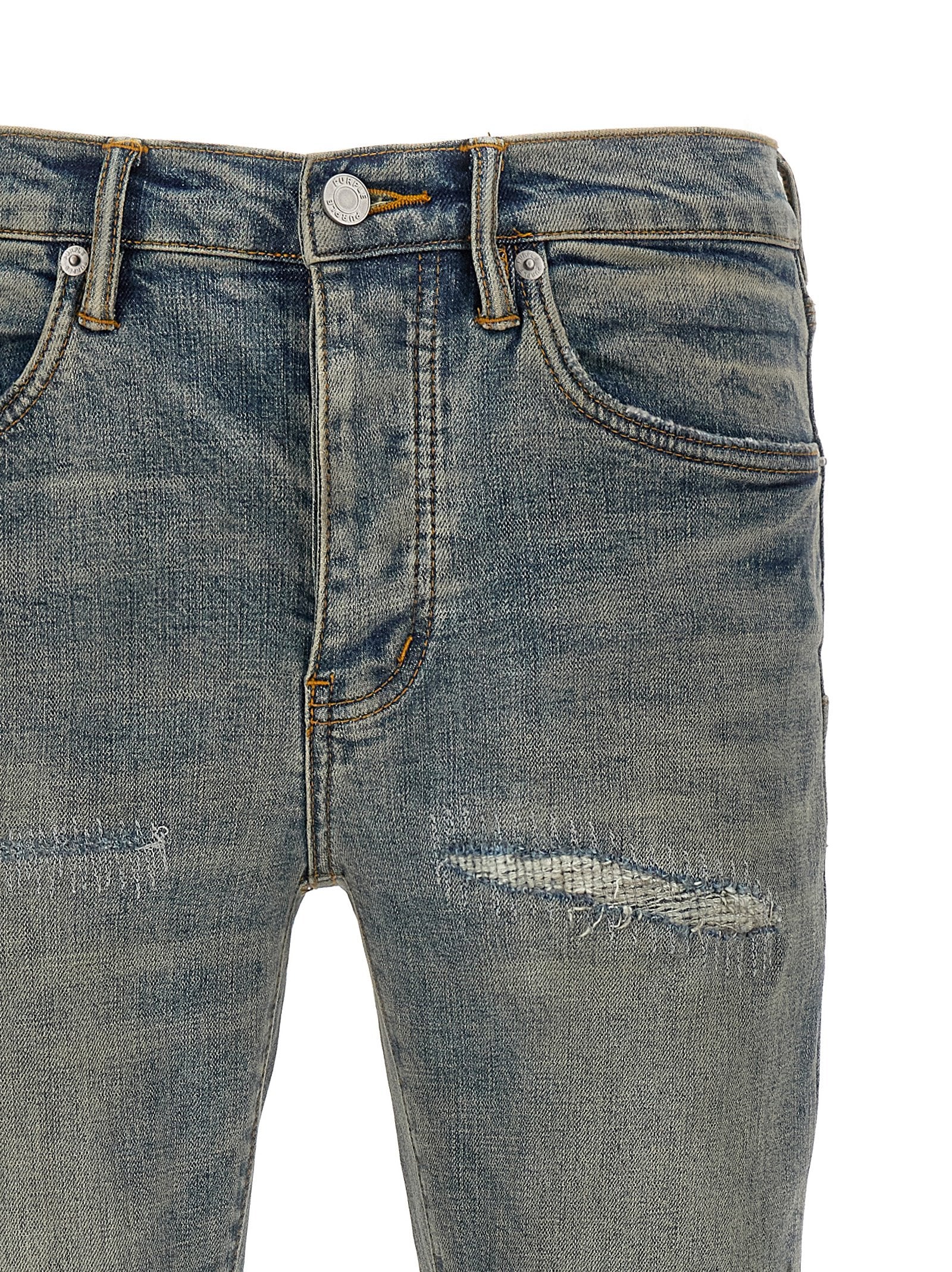 PURPLE Blue Cotton Slim Fit Jeans