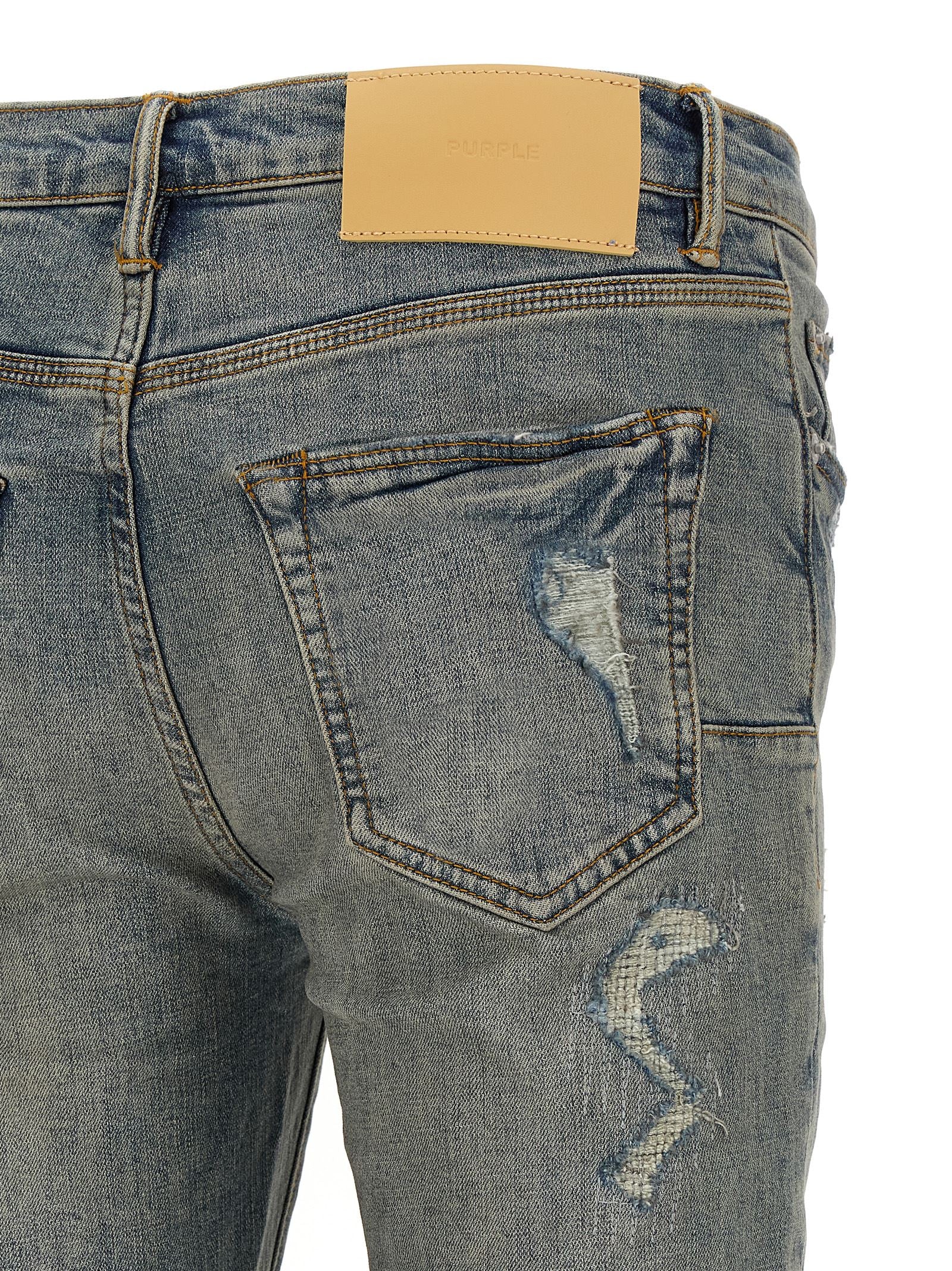 PURPLE Blue Cotton Slim Fit Jeans