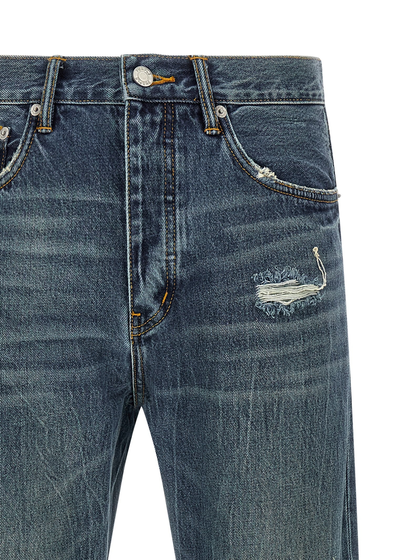 PURPLE Blue Cotton Straight-Leg Jeans