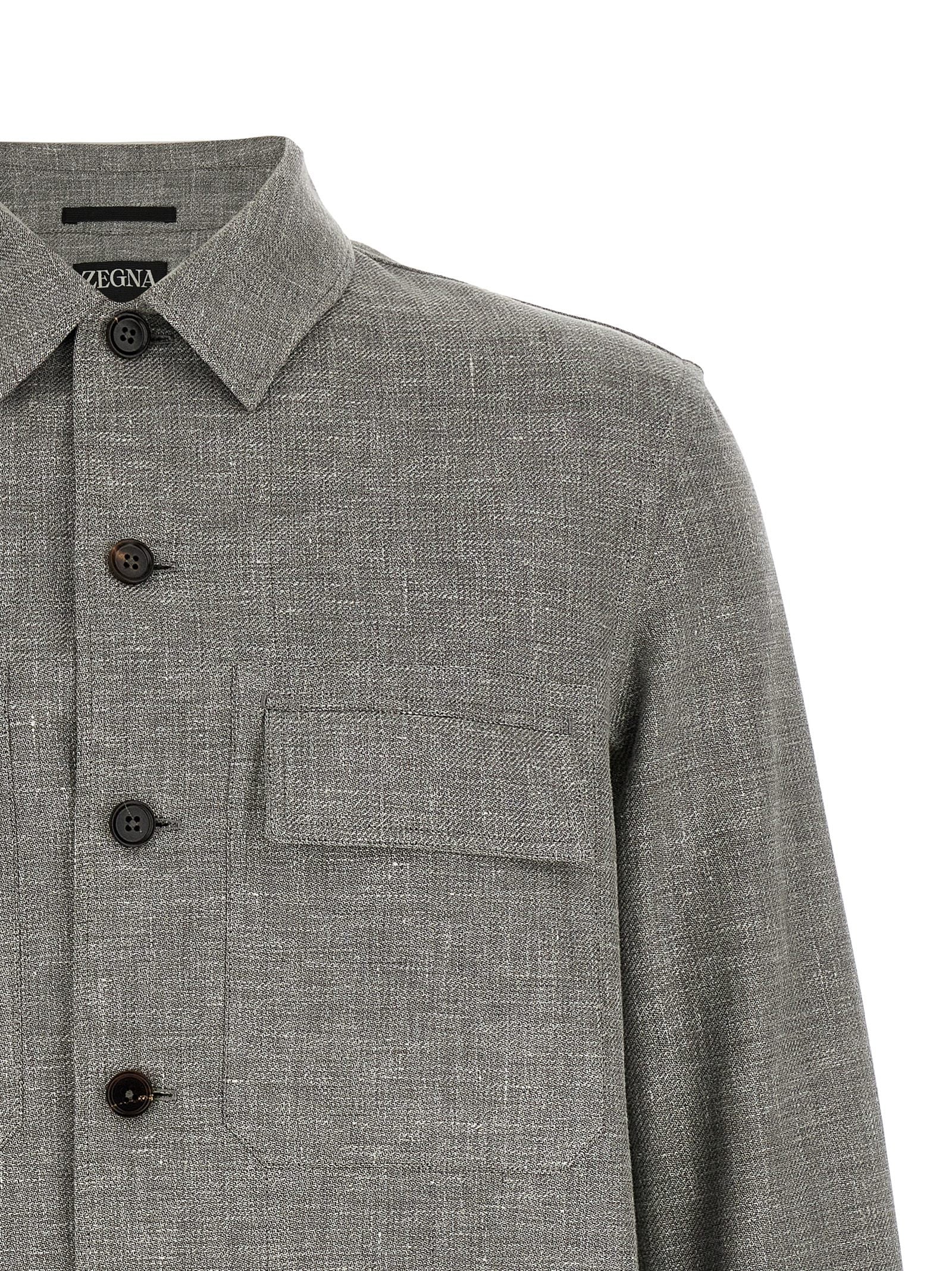 ZEGNA Beige Linen Blouse