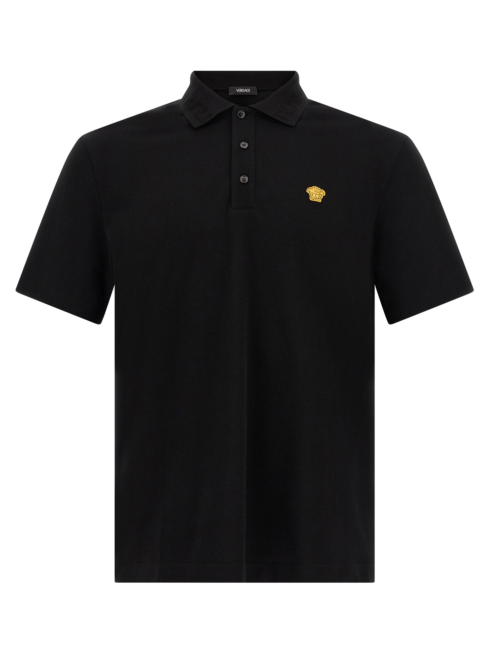 Versace Black Cotton Polo Shirt