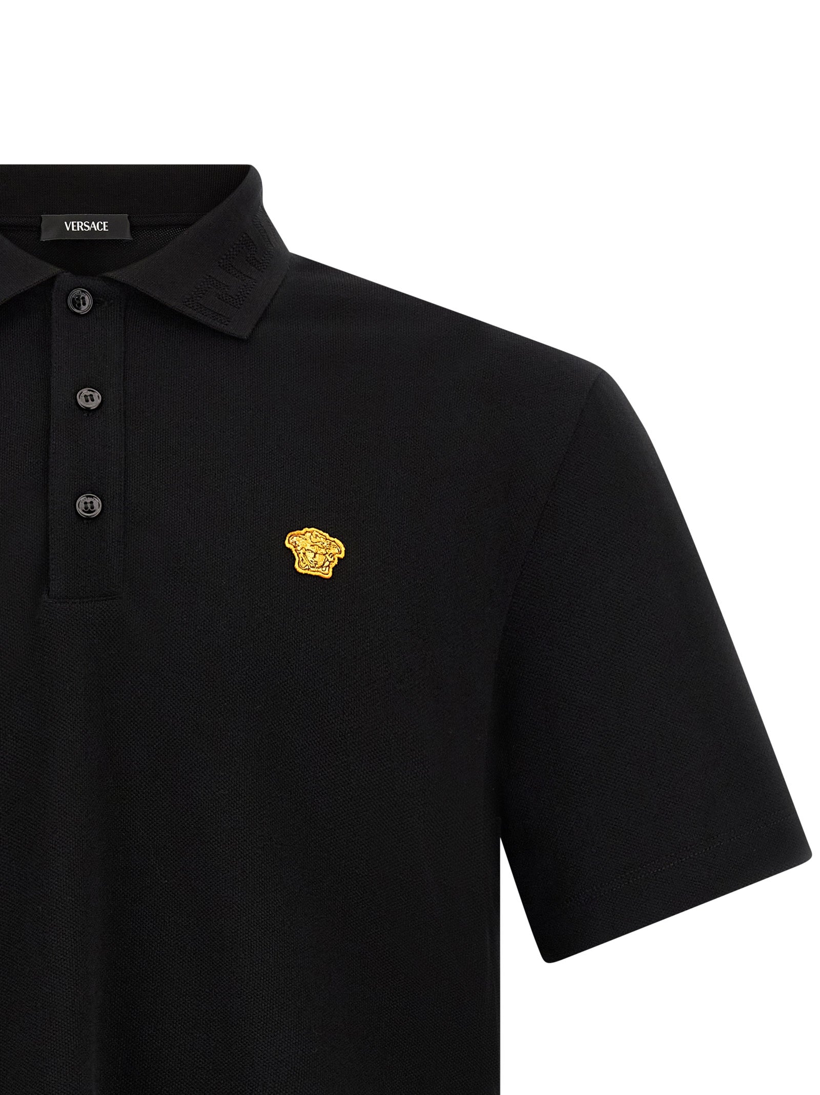 Versace Black Cotton Polo Shirt