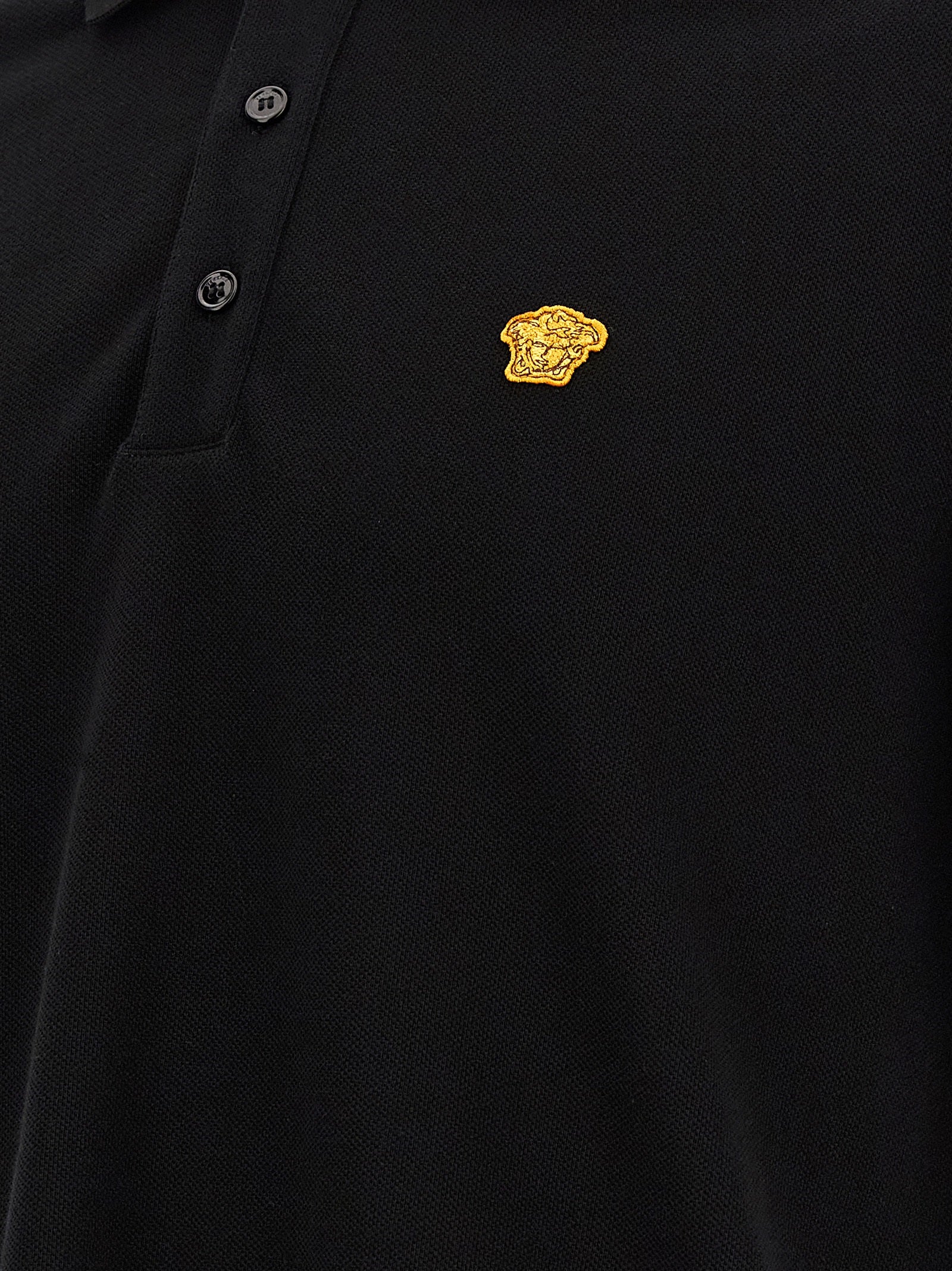 Versace Black Cotton Polo Shirt