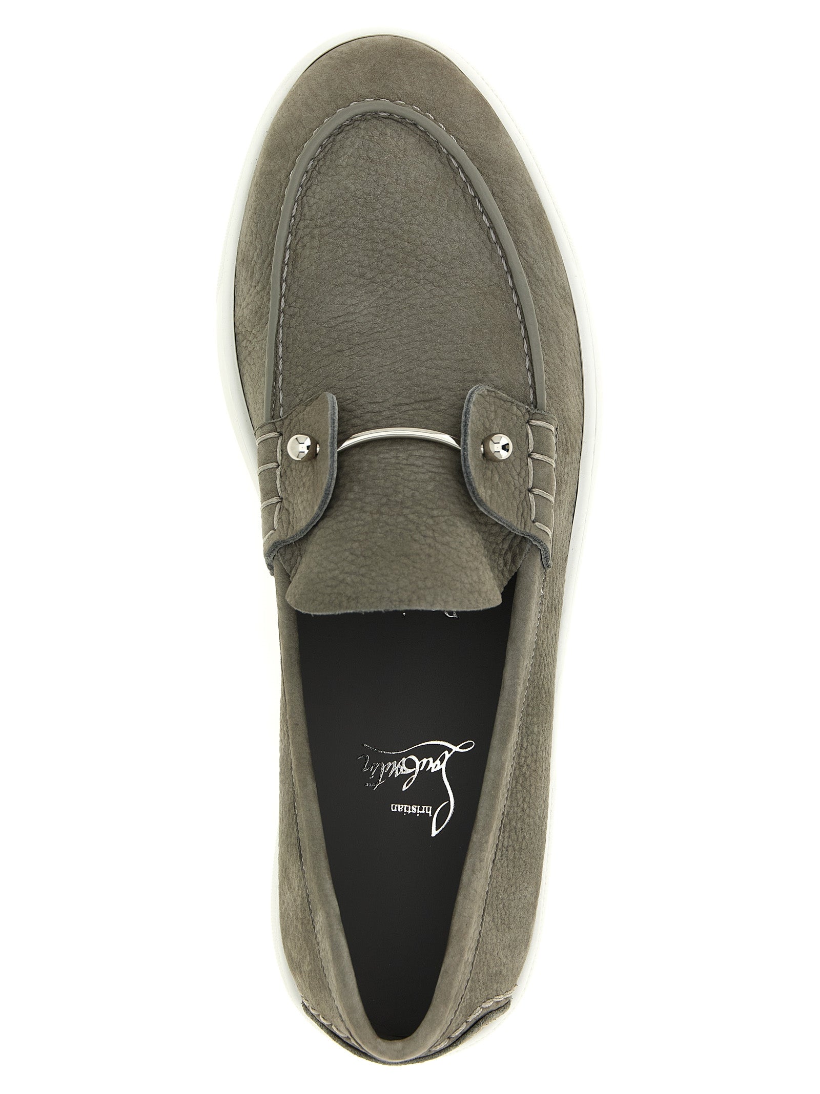 Christian Louboutin Gray Calfskin Slip-On Loafers