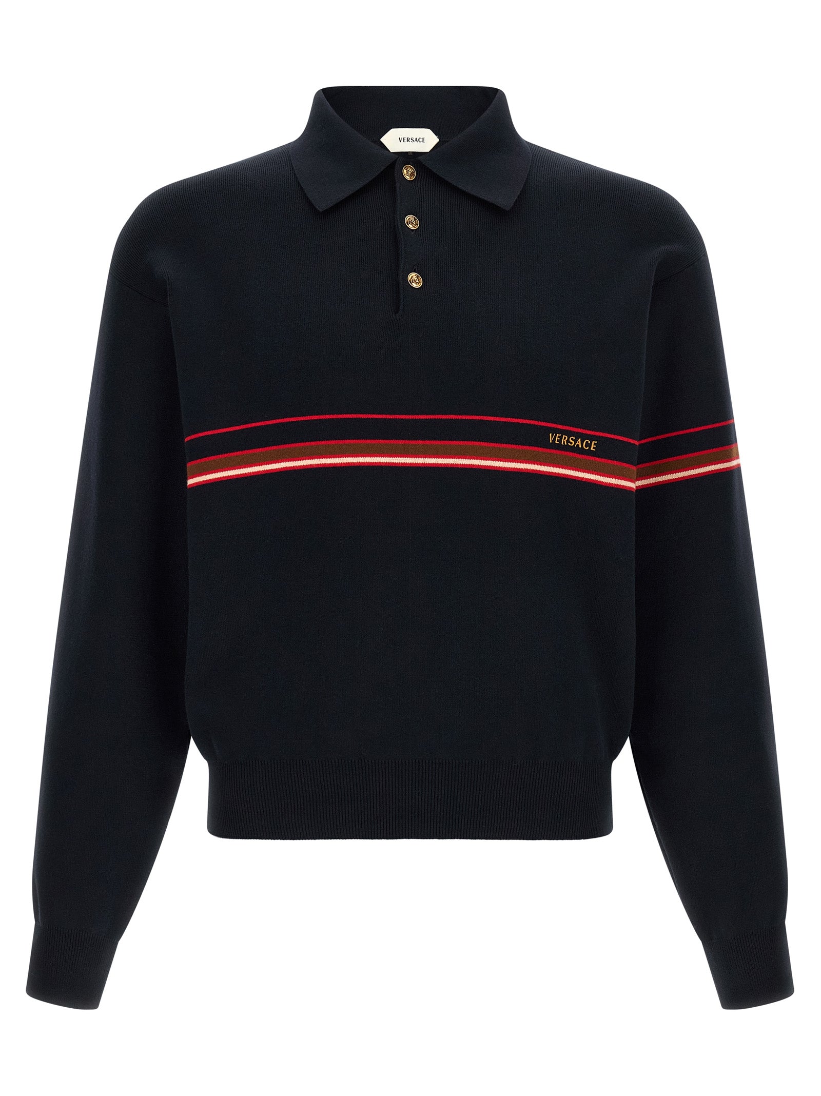 Versace Blue Cotton Polo Shirt