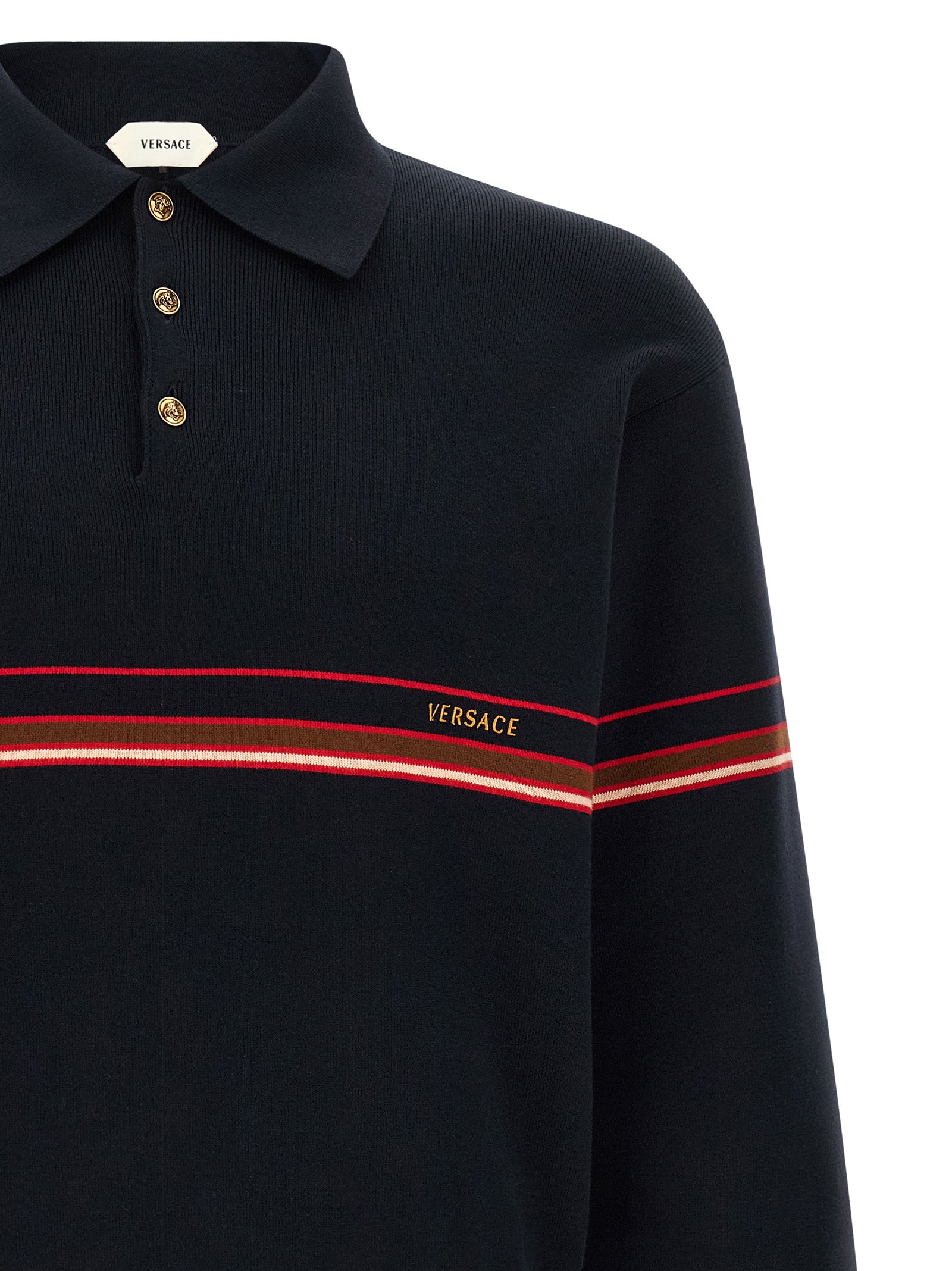 Versace Blue Cotton Polo Shirt