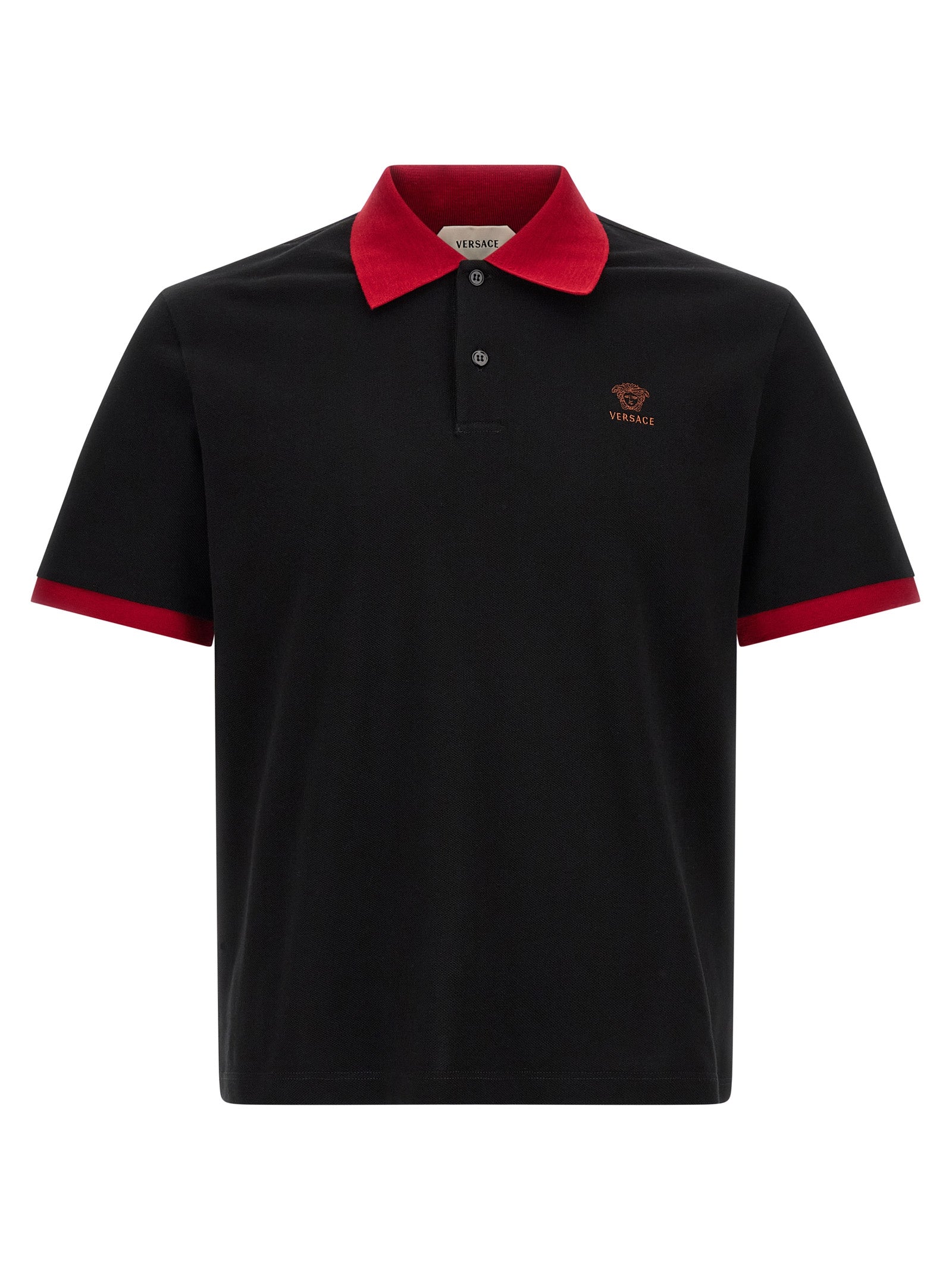 Versace Black Cotton Polo Shirt