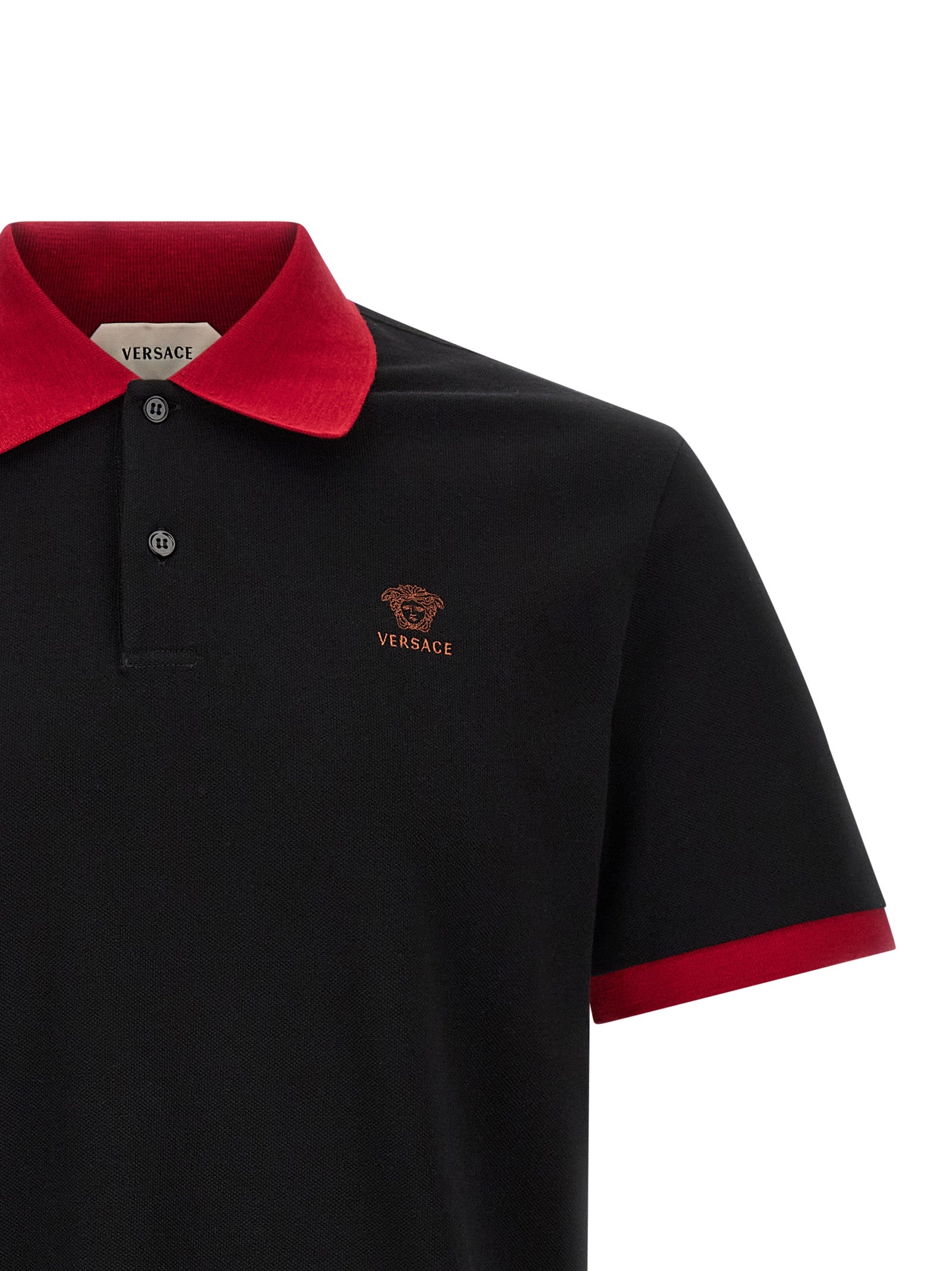 Versace Black Cotton Polo Shirt