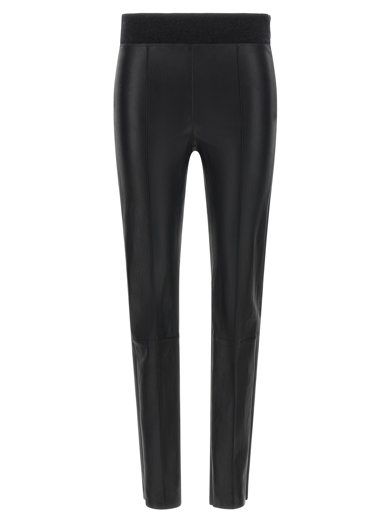 Brunello Cucinelli Black Lamb Leather Leggings