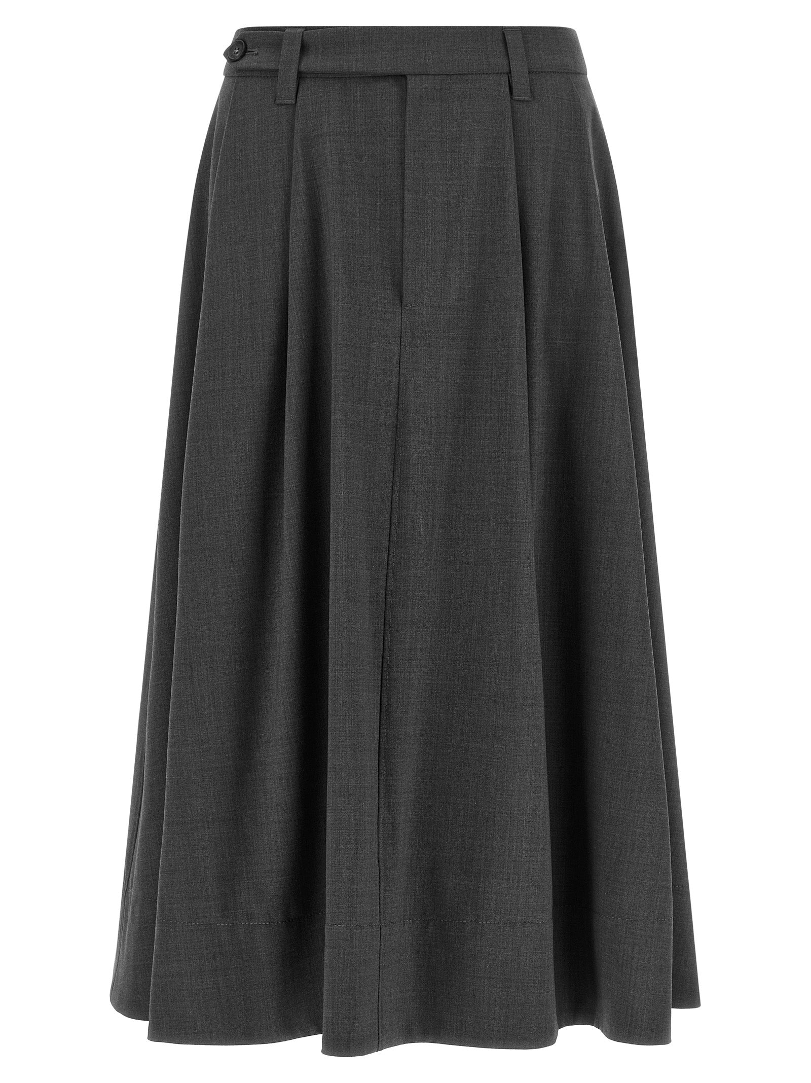 Brunello Cucinelli Gray Virgin Wool Midi Skirt