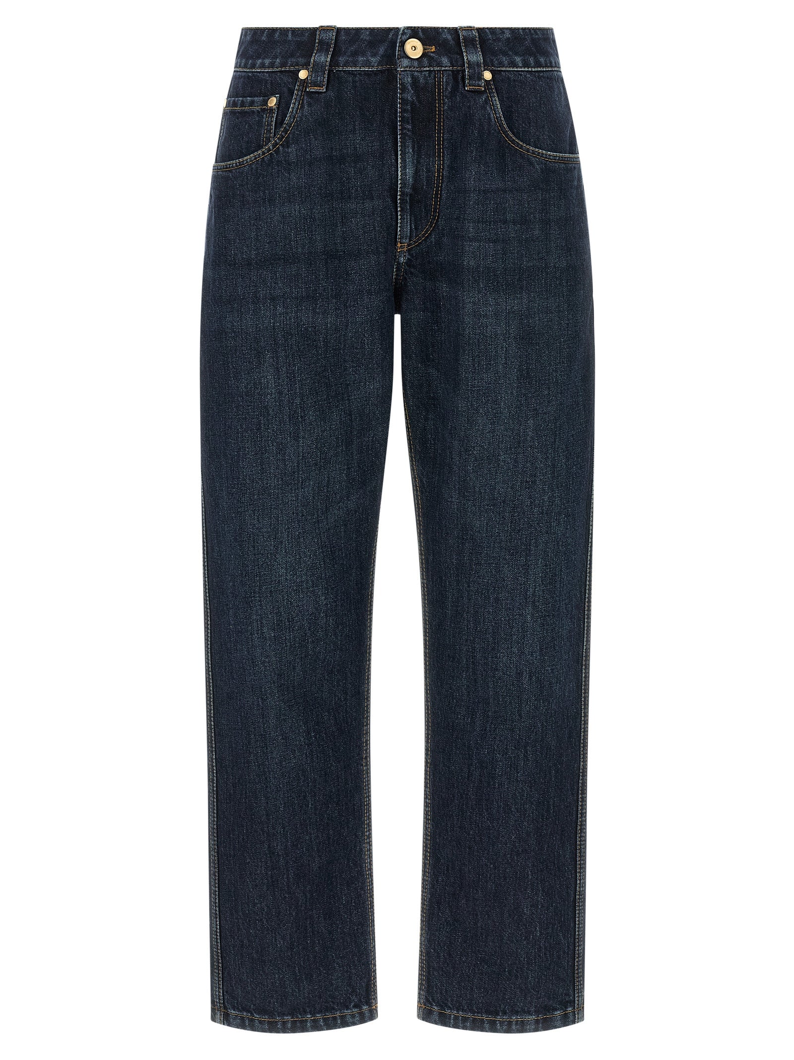 Brunello Cucinelli Blue Cotton Straight-Leg Jeans