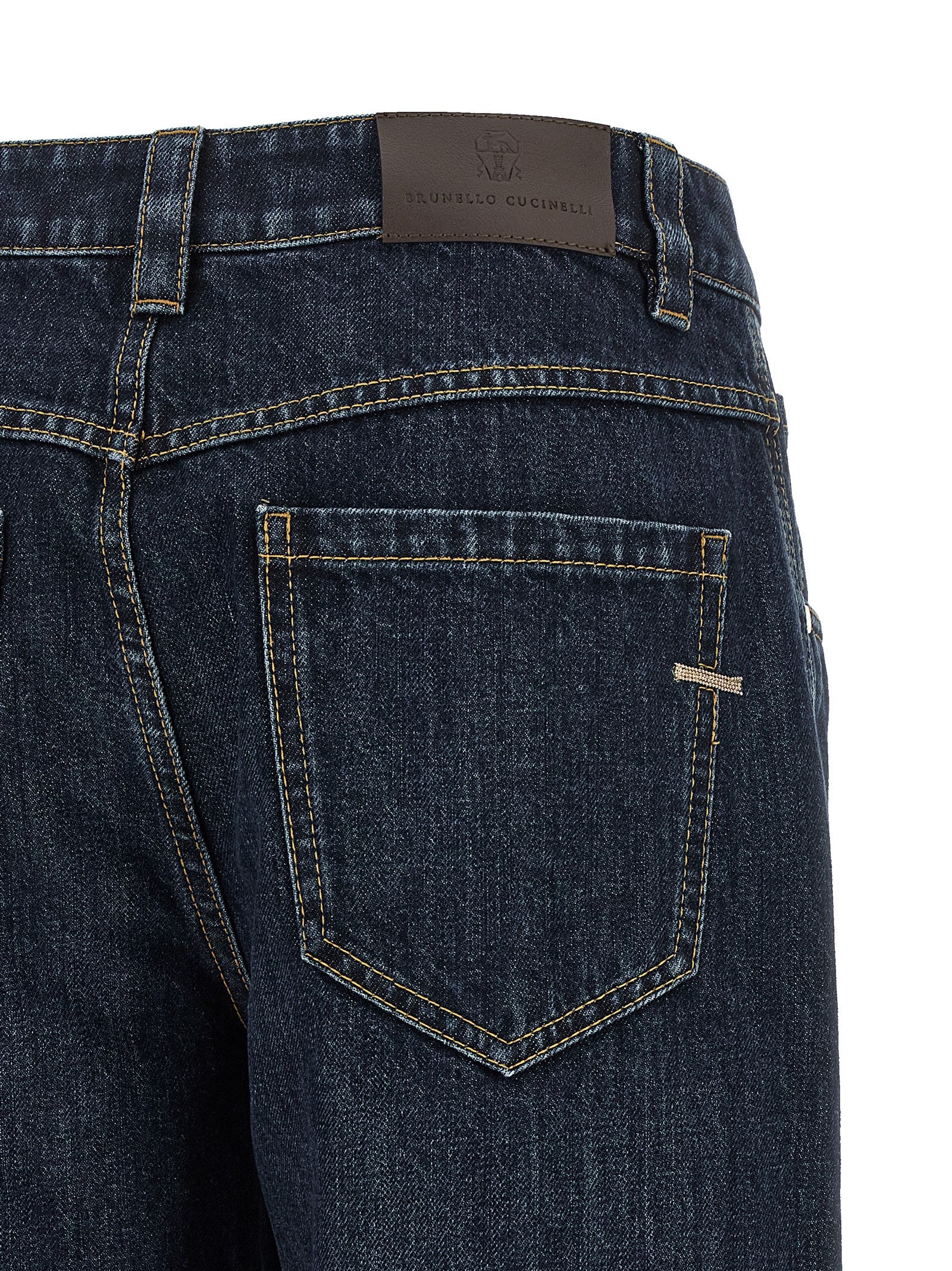 Brunello Cucinelli Blue Cotton Straight-Leg Jeans