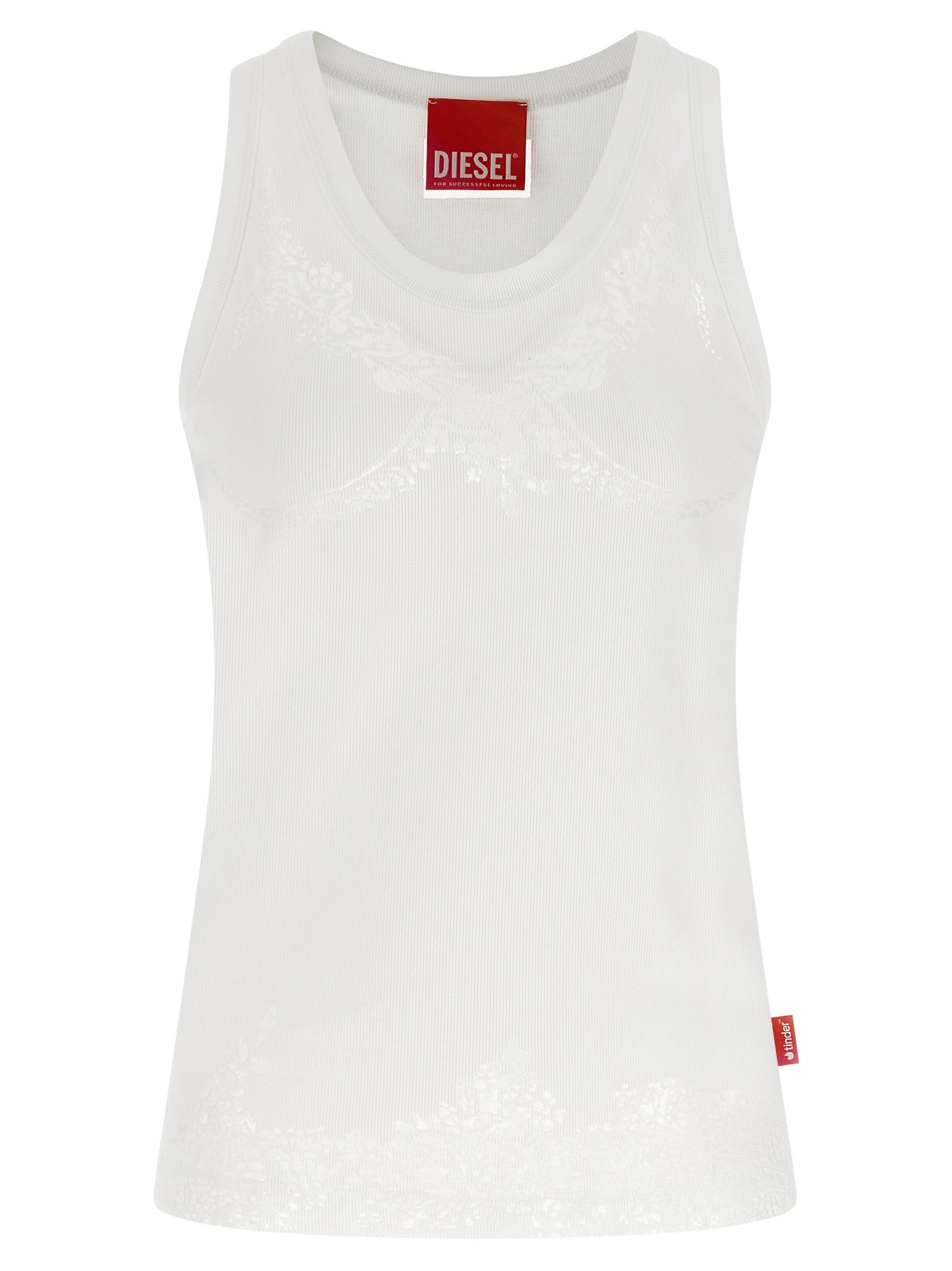 Diesel White Cotton Tank Tops