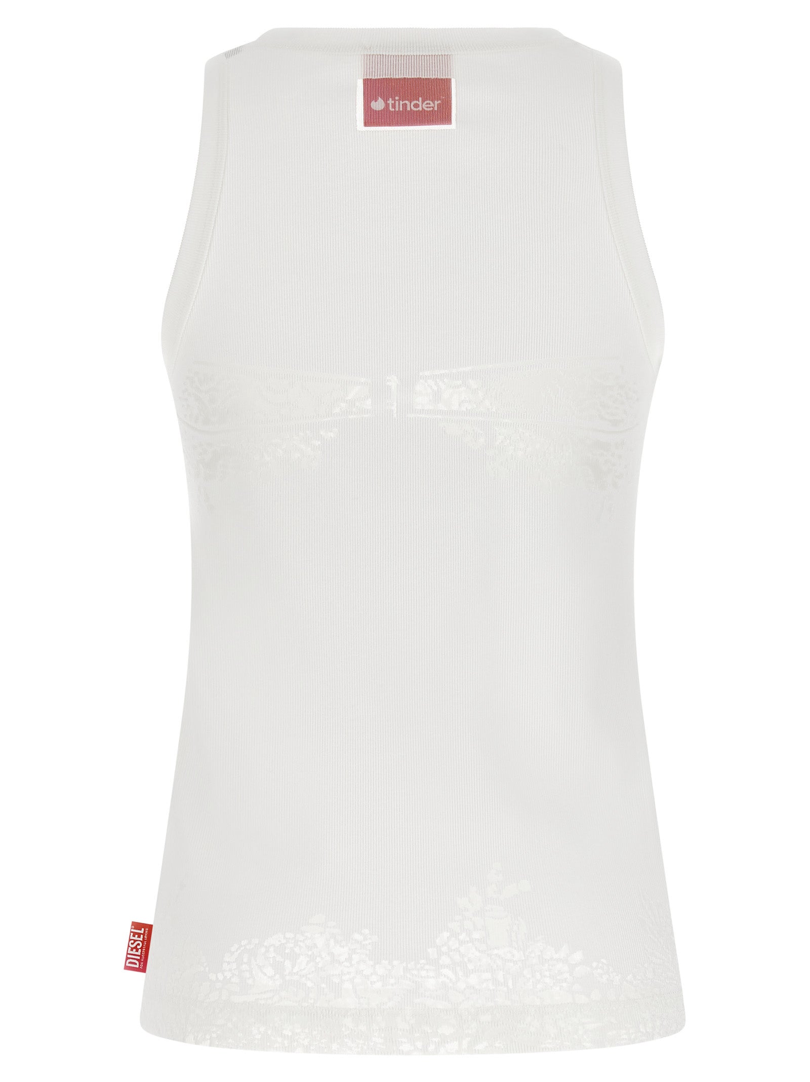 Diesel White Cotton Tank Tops