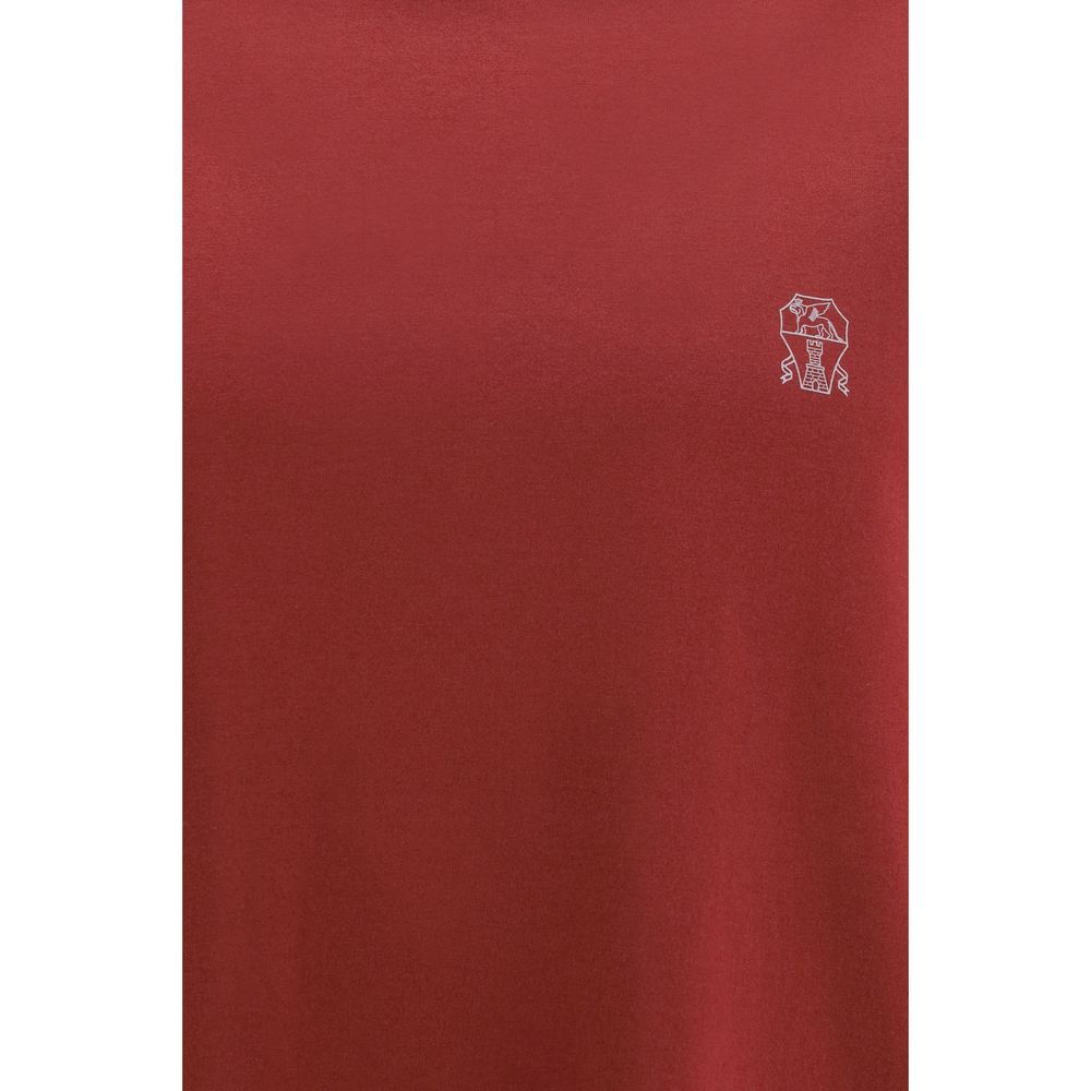 Brunello Cucinelli Bordeaux Cotton T-Shirt