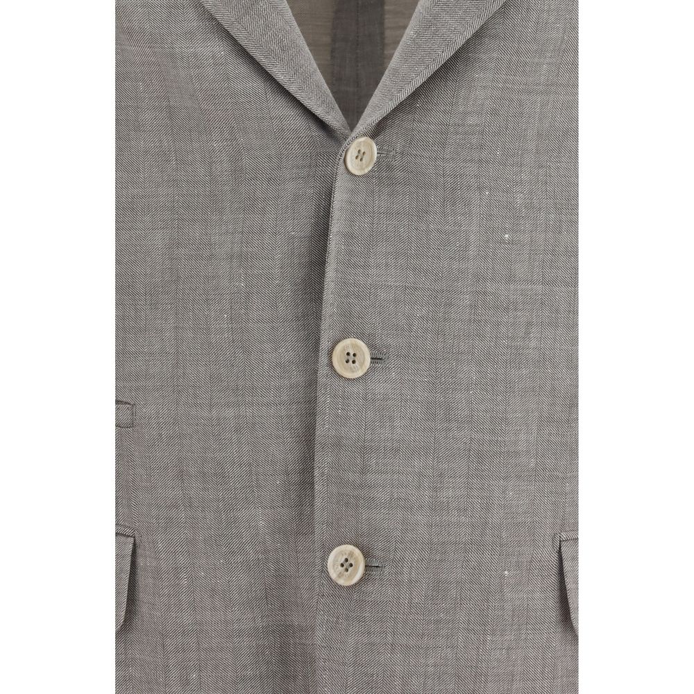 Brunello Cucinelli Beige Linen Full-Length Jacket