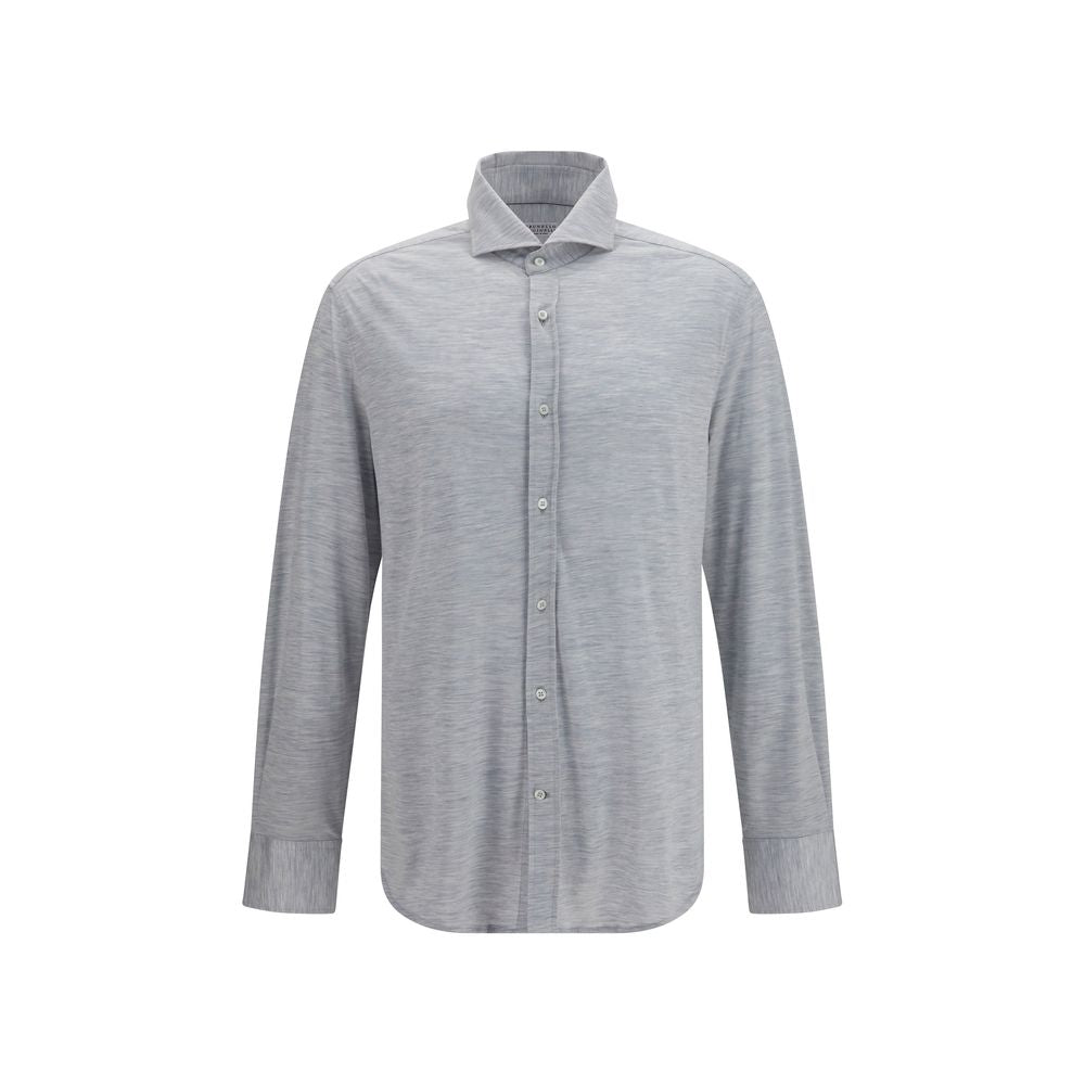 Brunello Cucinelli Gray Silk Dress Shirt