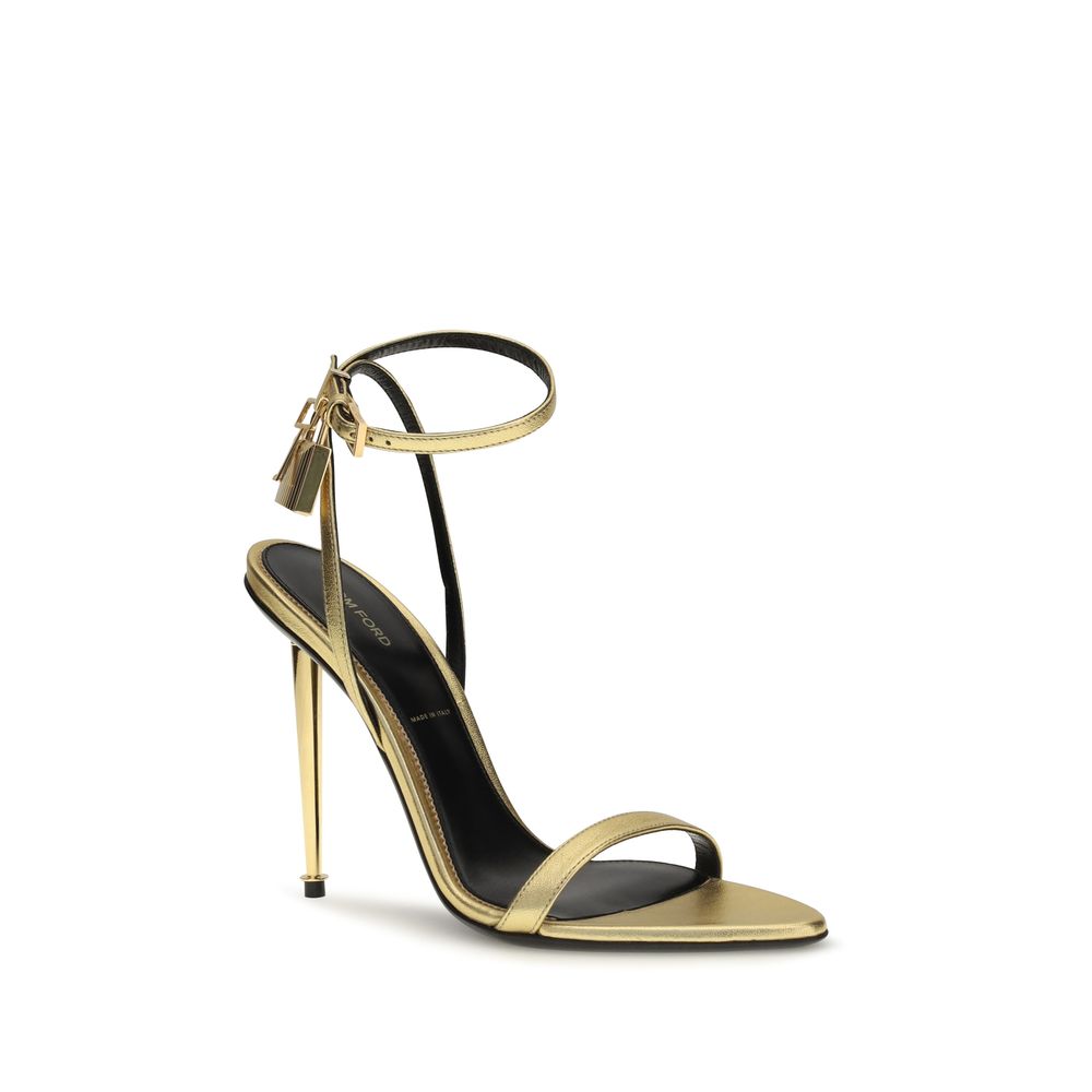 Tom Ford Gold Lamb Ovis Aries Aries Stiletto Heel Sandals