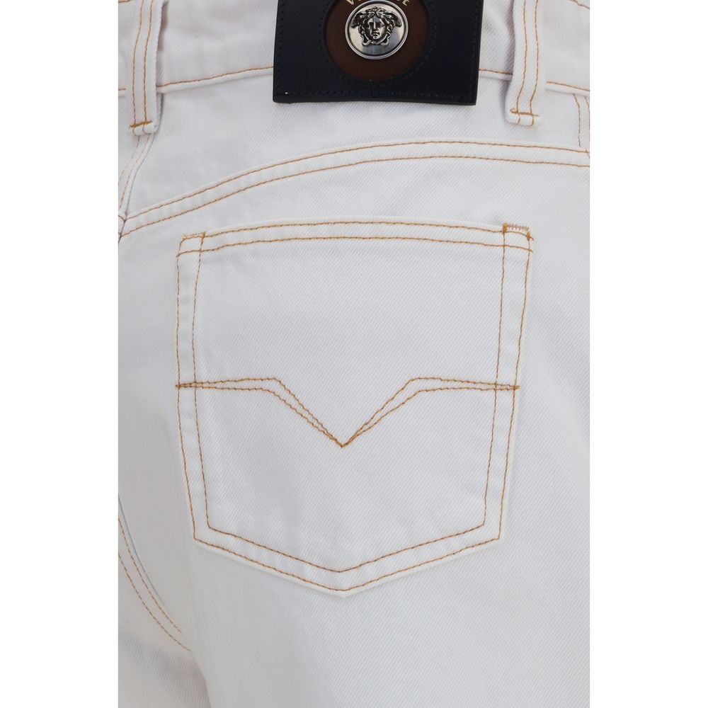 Versace White Cotton High-Waisted Jean