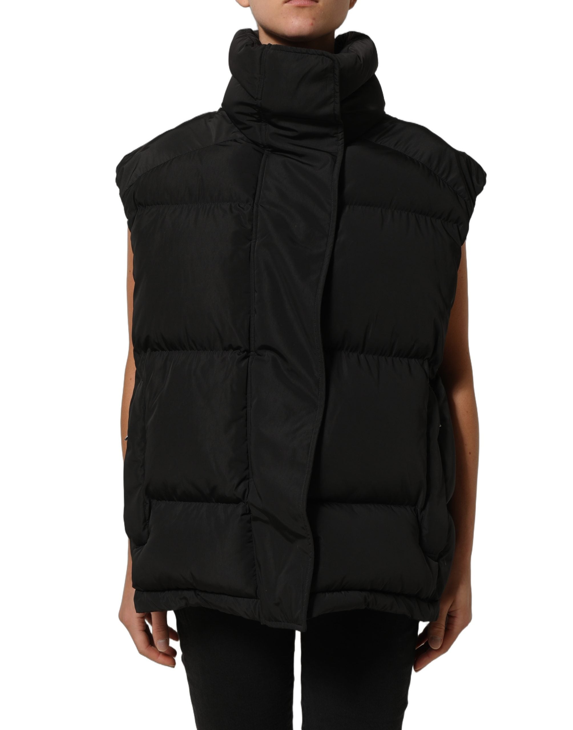 Dolce & Gabbana Black Polyester Sleeveless Padded Men Puffer Jacket