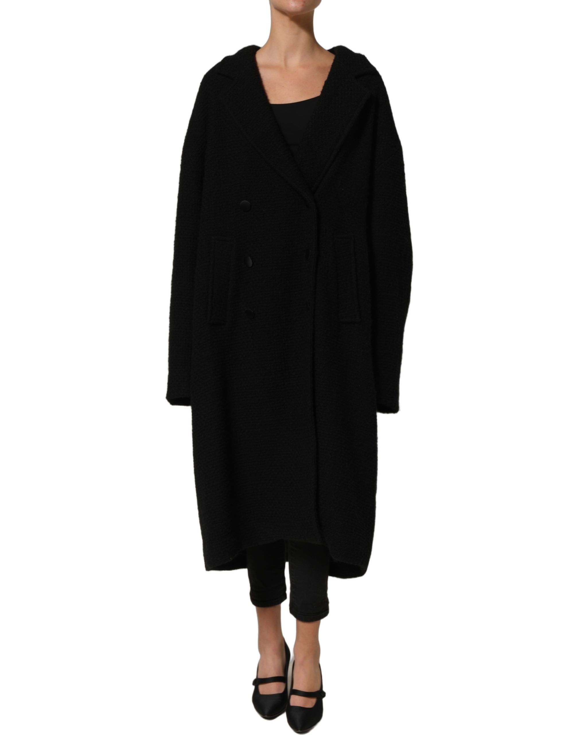 Dolce & Gabbana Black Double Breasted Men Trench Coat Jacket