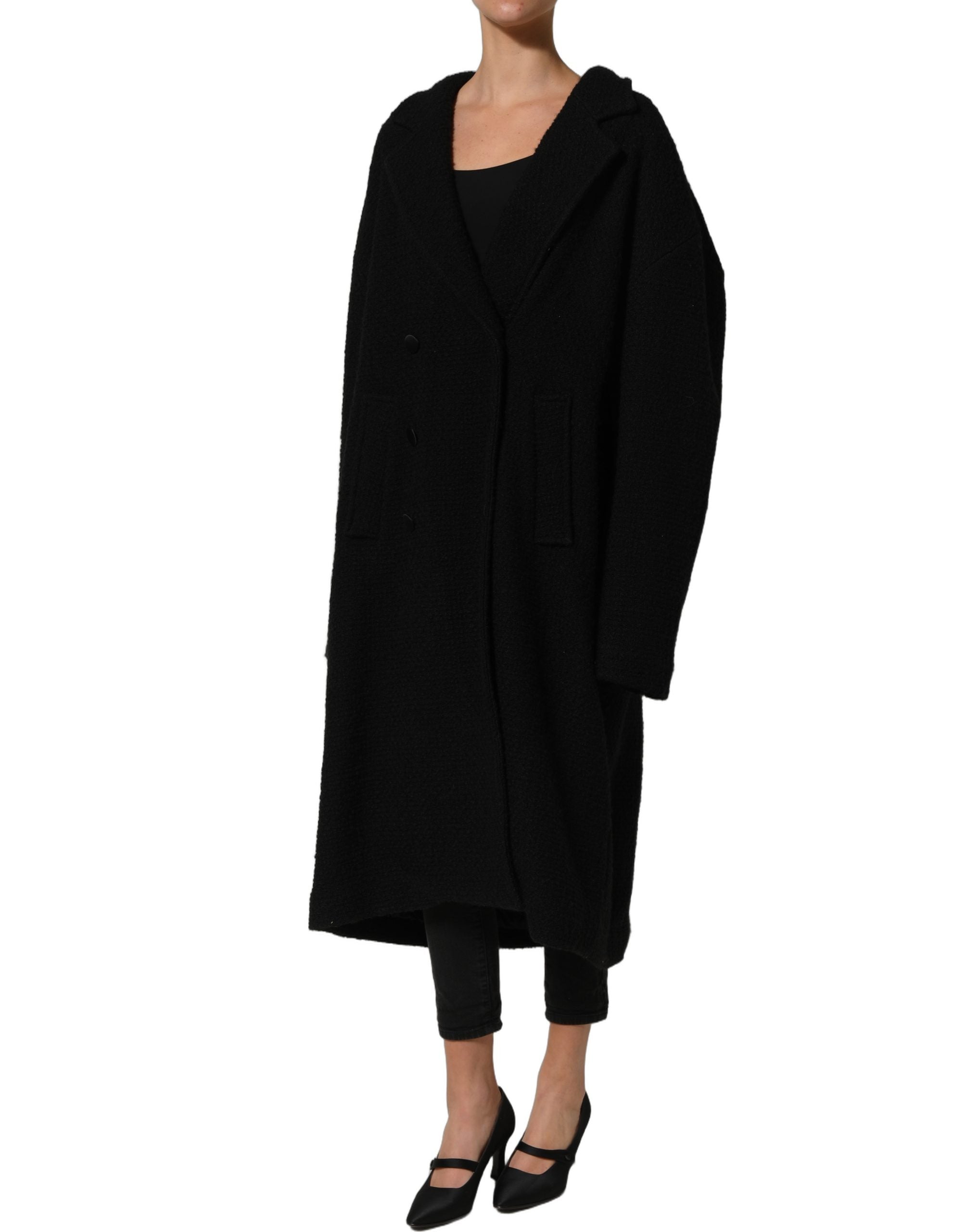 Dolce & Gabbana Black Double Breasted Men Trench Coat Jacket