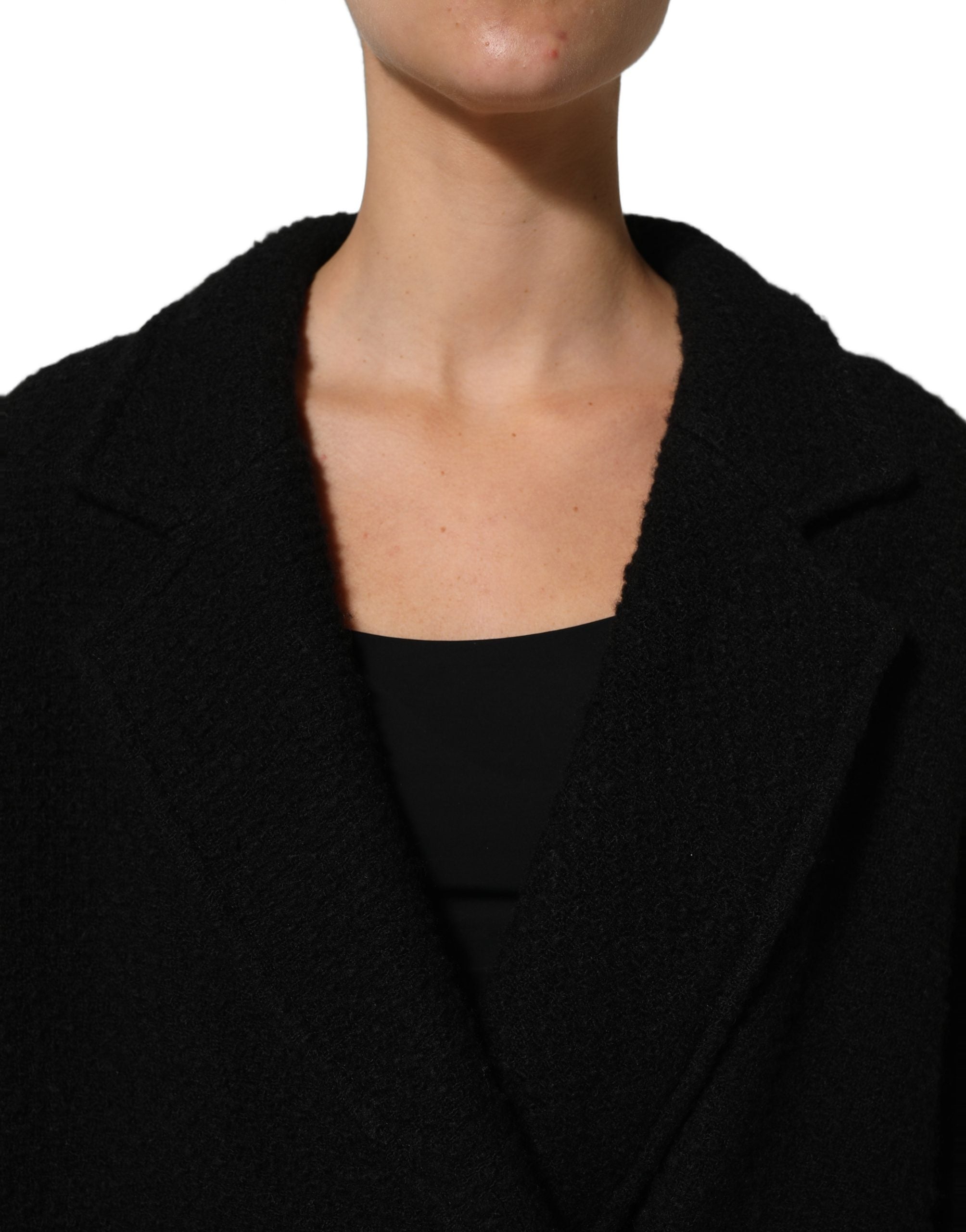 Dolce & Gabbana Black Double Breasted Men Trench Coat Jacket