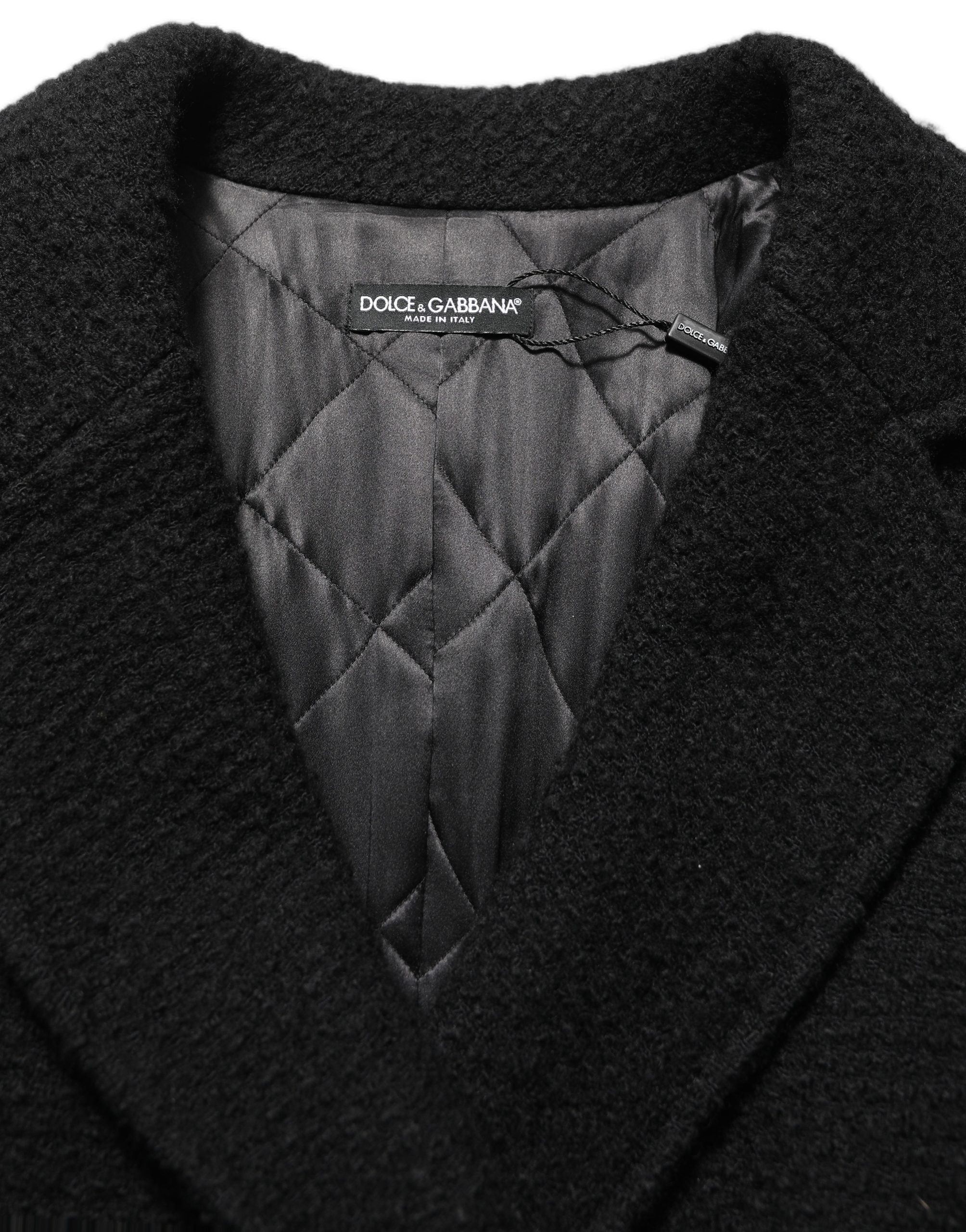 Dolce & Gabbana Black Double Breasted Men Trench Coat Jacket