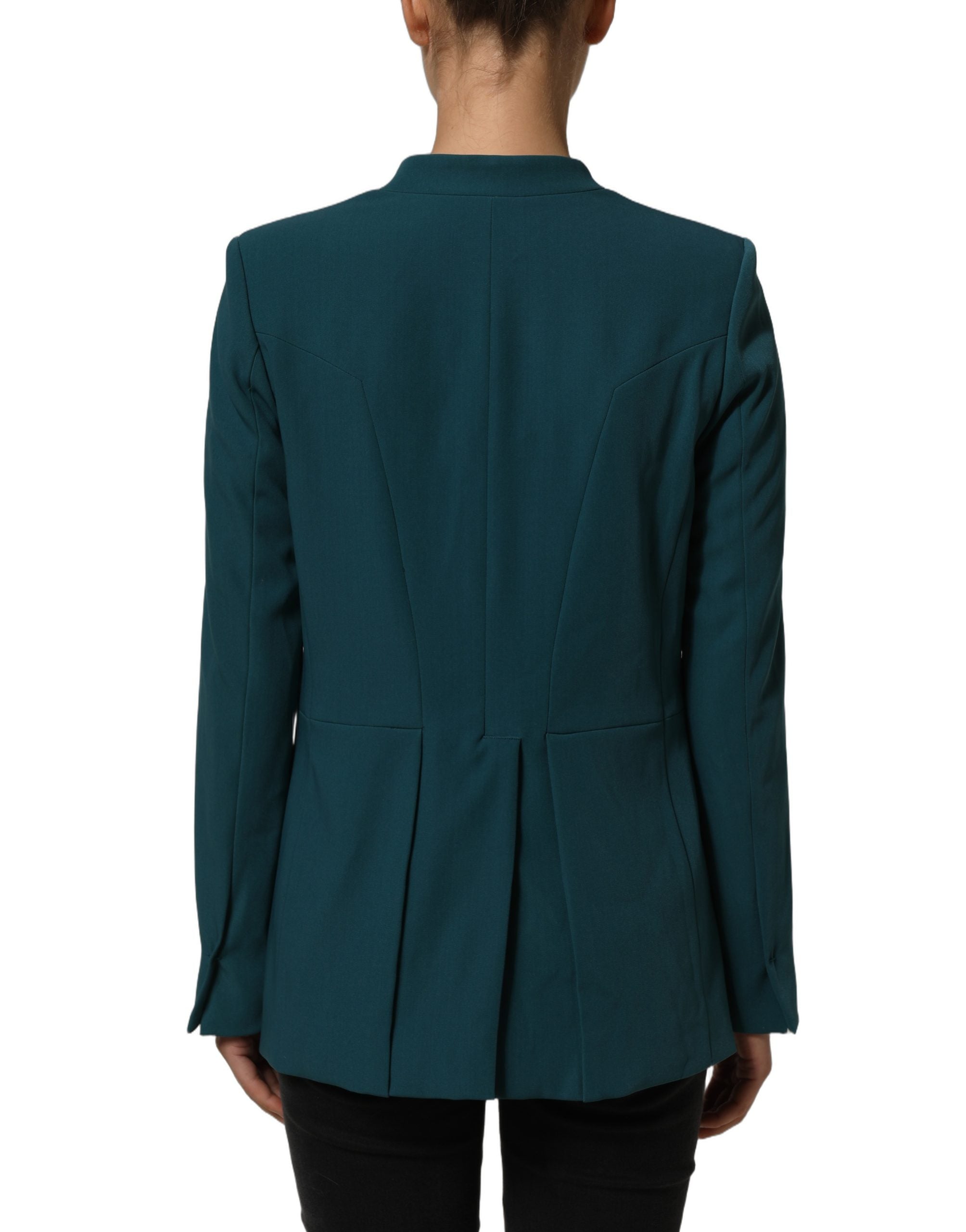 CO|TE Dark Green Beige Polyester Overcoat Women Blazer Jacket