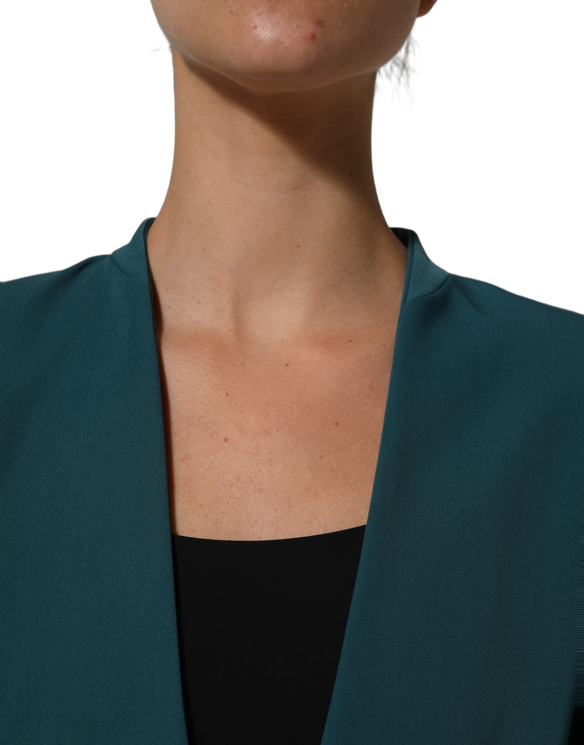 CO|TE Dark Green Beige Polyester Overcoat Women Blazer Jacket