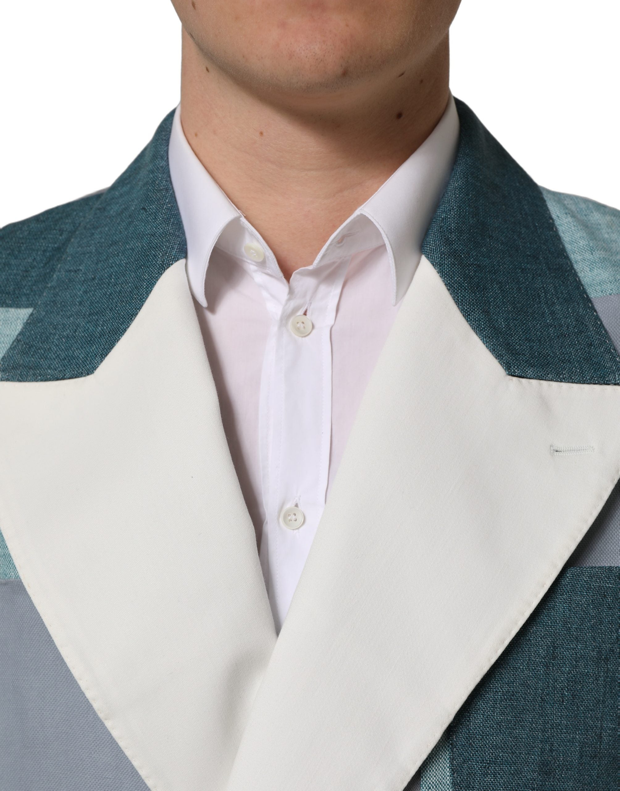 Dolce & Gabbana Multicolor Patchwork Linen Double Breasted Jacket