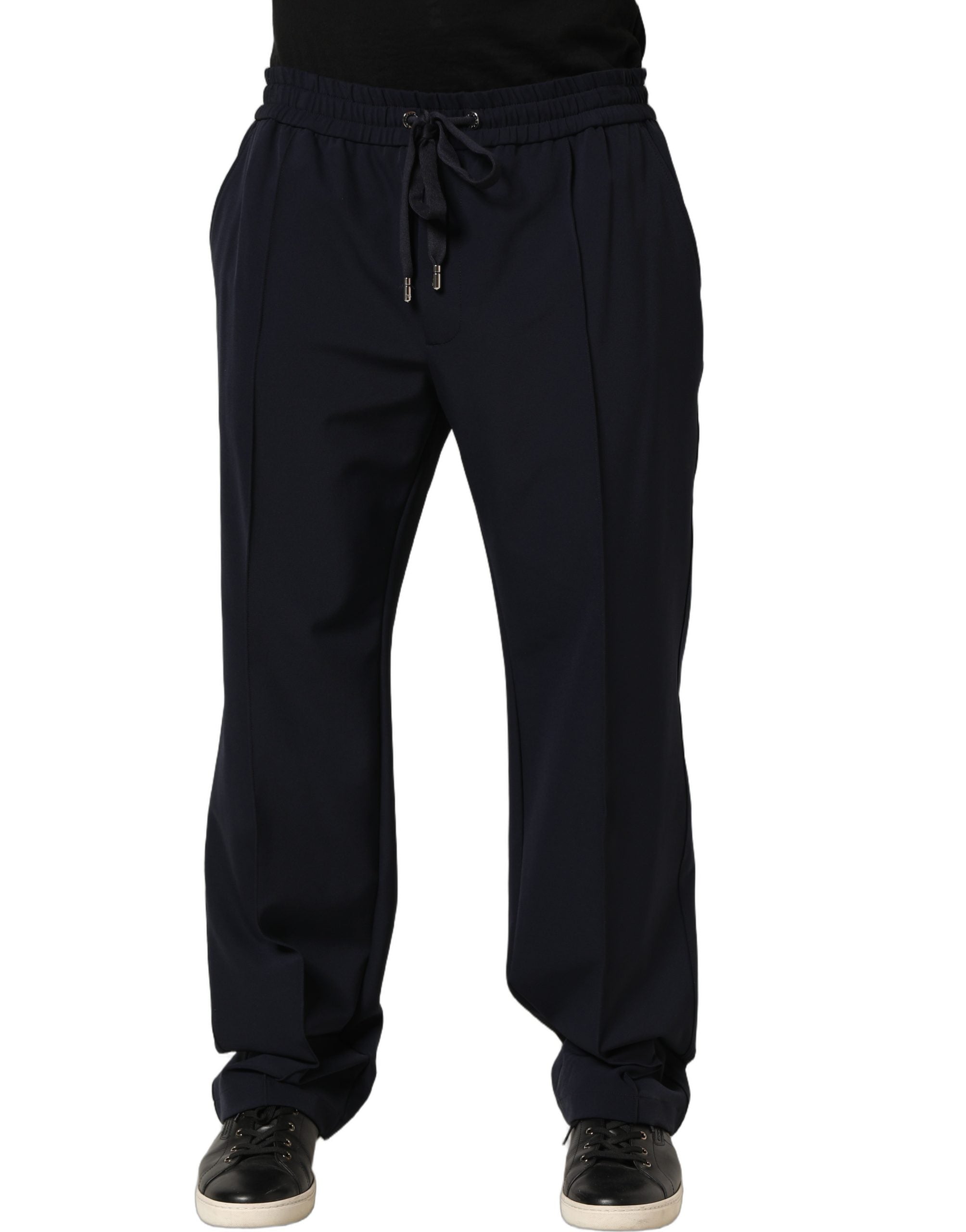 Dolce & Gabbana Dark Blue Drawstring Nylon Jogger Sweatpants Pants