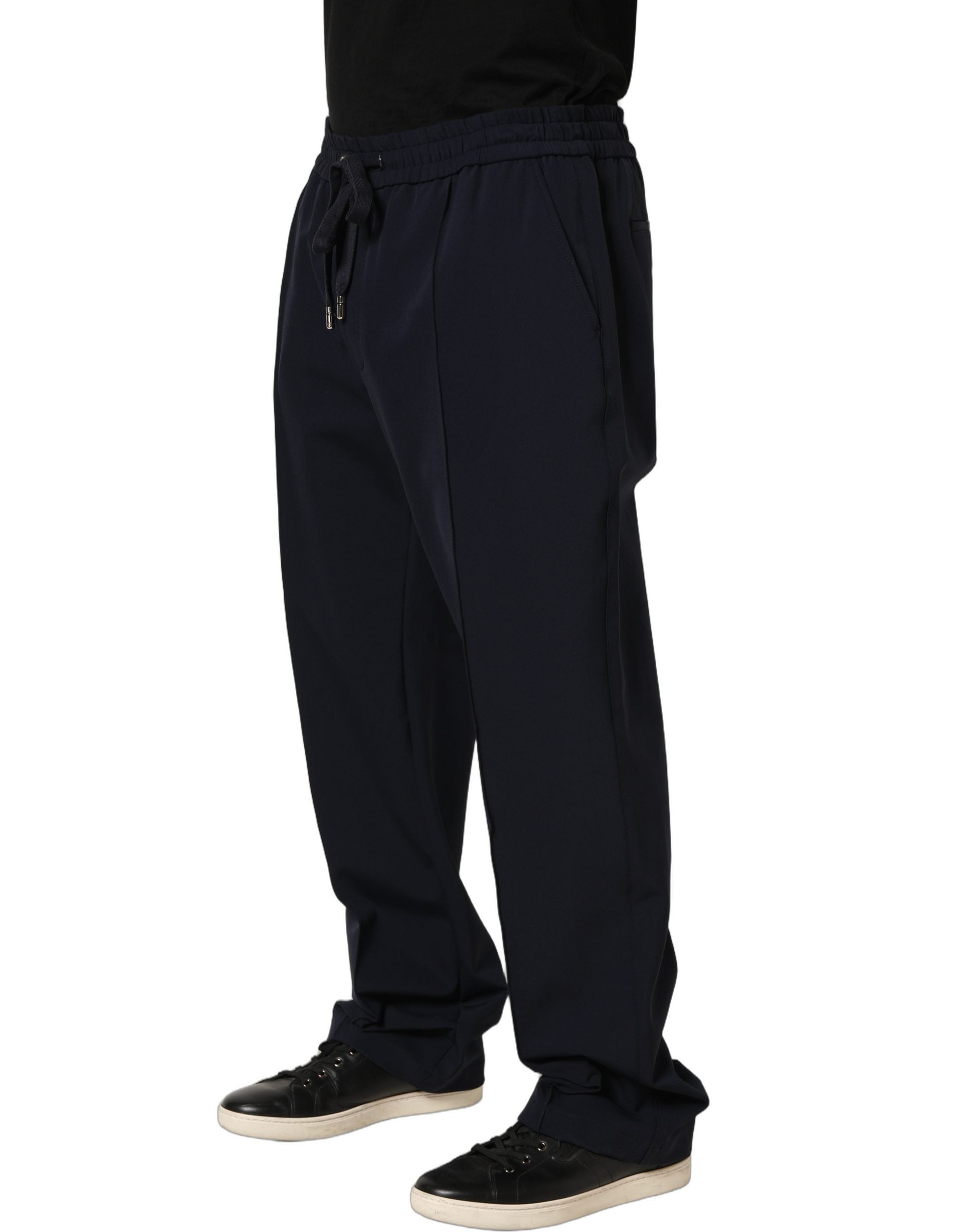 Dolce & Gabbana Dark Blue Drawstring Nylon Jogger Sweatpants Pants