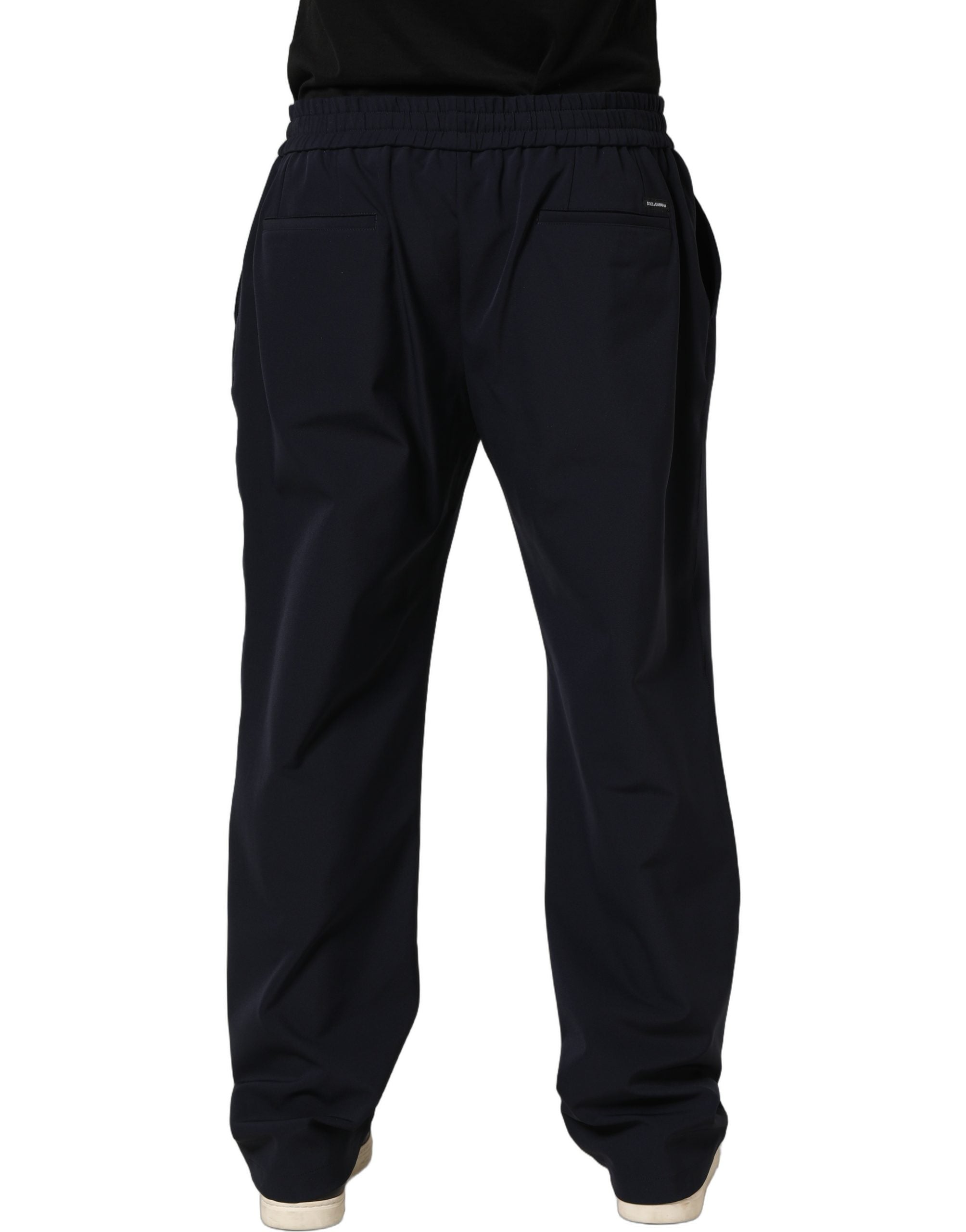 Dolce & Gabbana Dark Blue Drawstring Nylon Jogger Sweatpants Pants