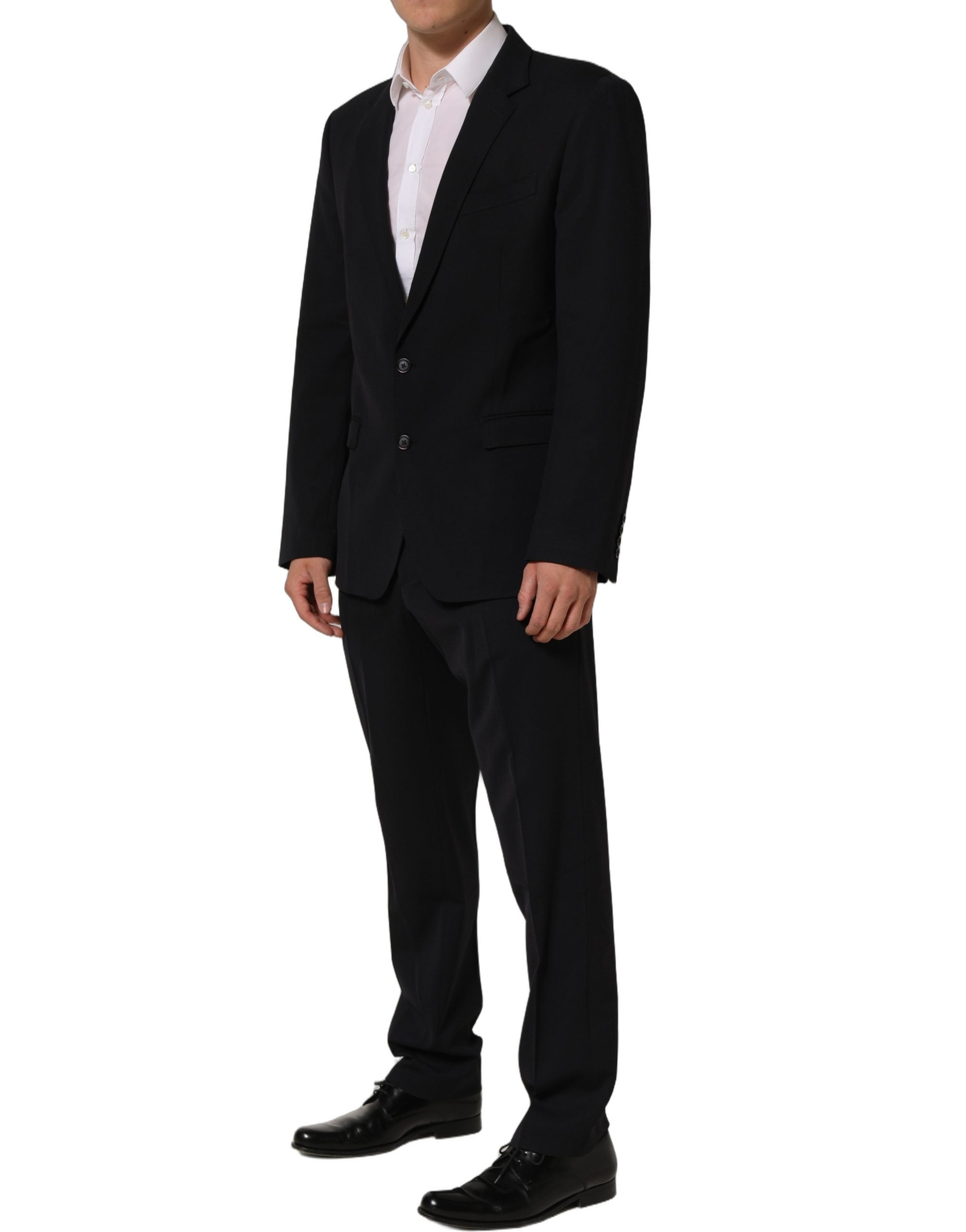 Dolce & Gabbana Black Wool Slim Fit Formal Men 2 Piece Suit