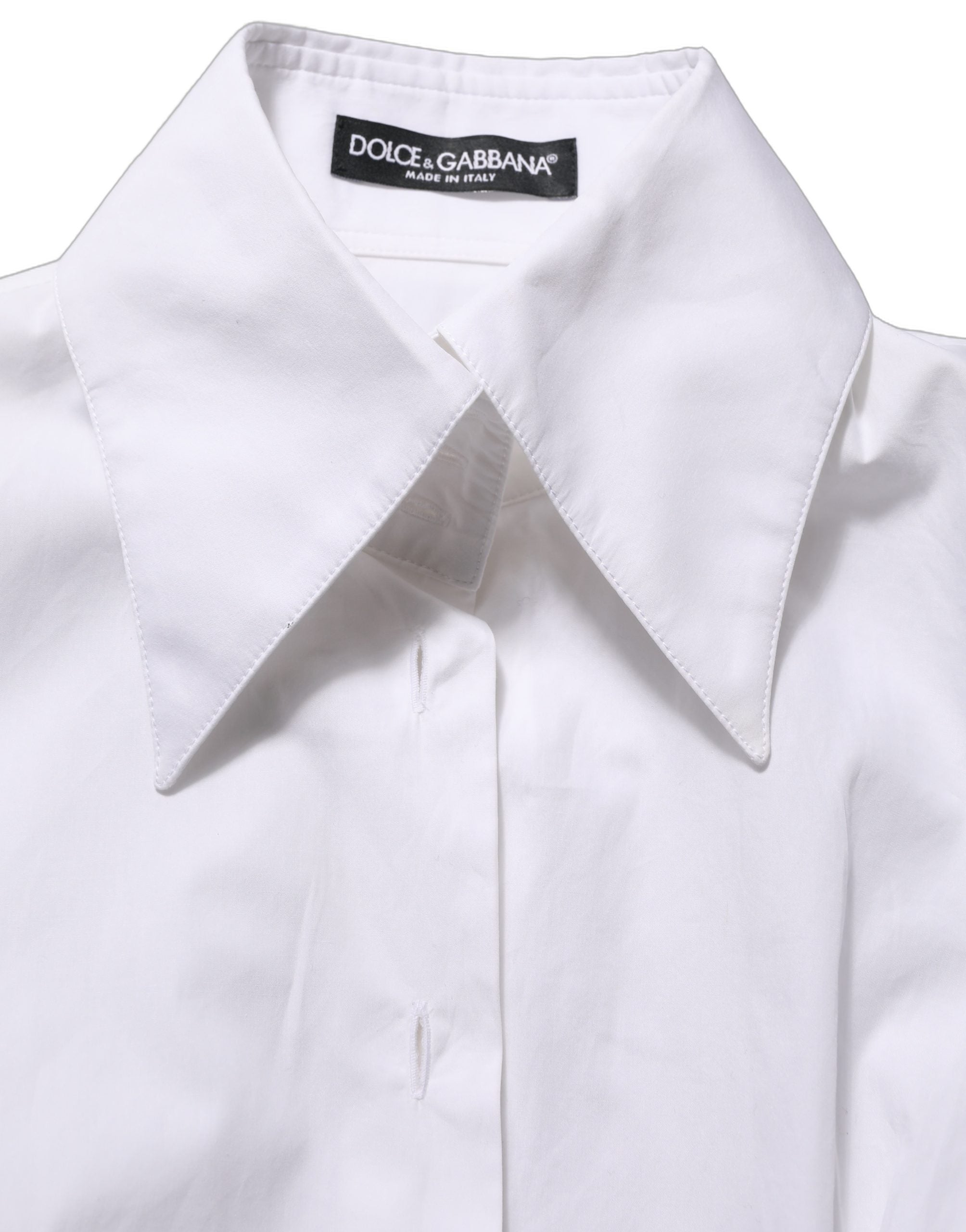 Dolce & Gabbana White Collared Long Sleeves Dress Shirt Top