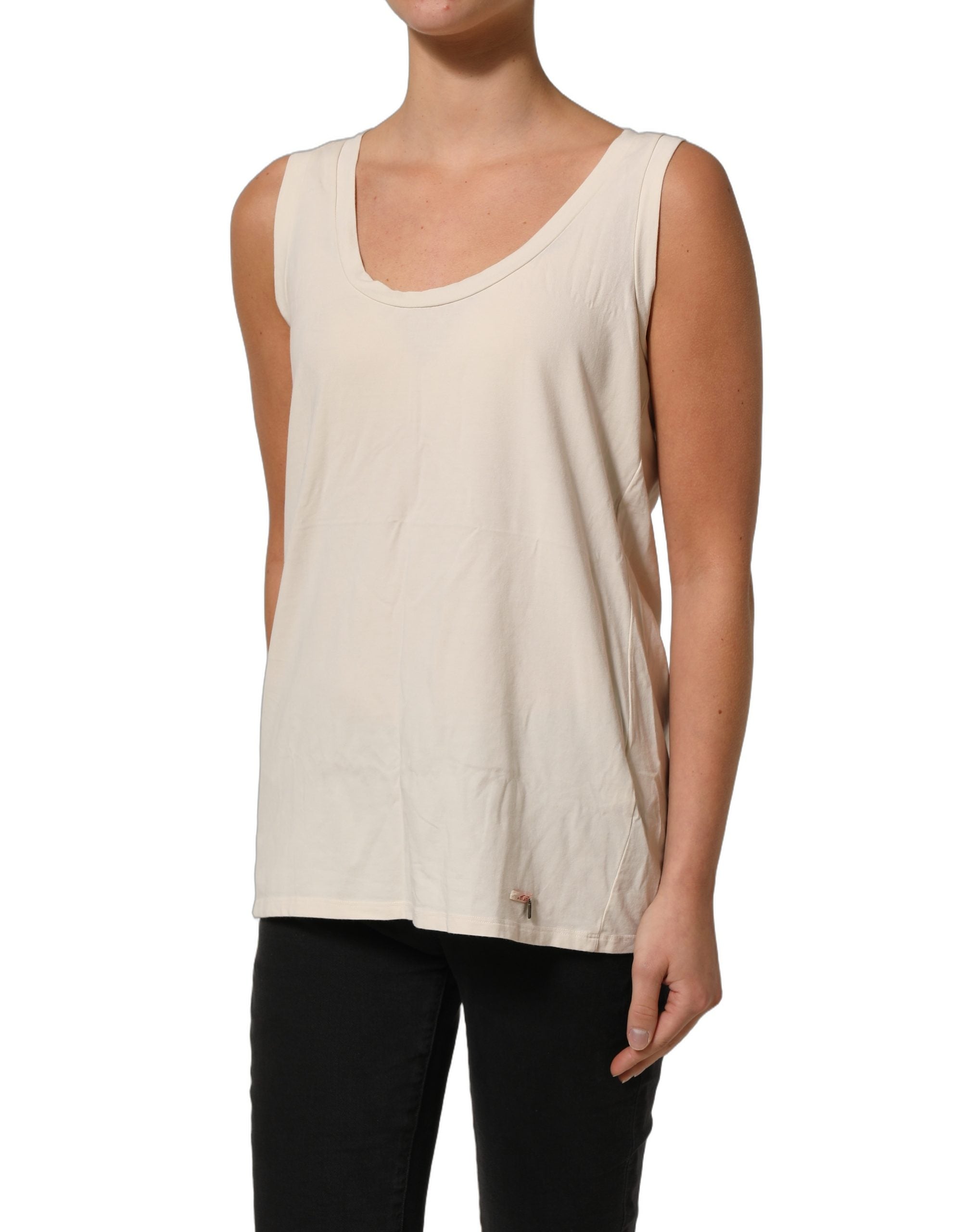 Aniye By Beige Viscose Sleeveless Round Neck Women Tank Top