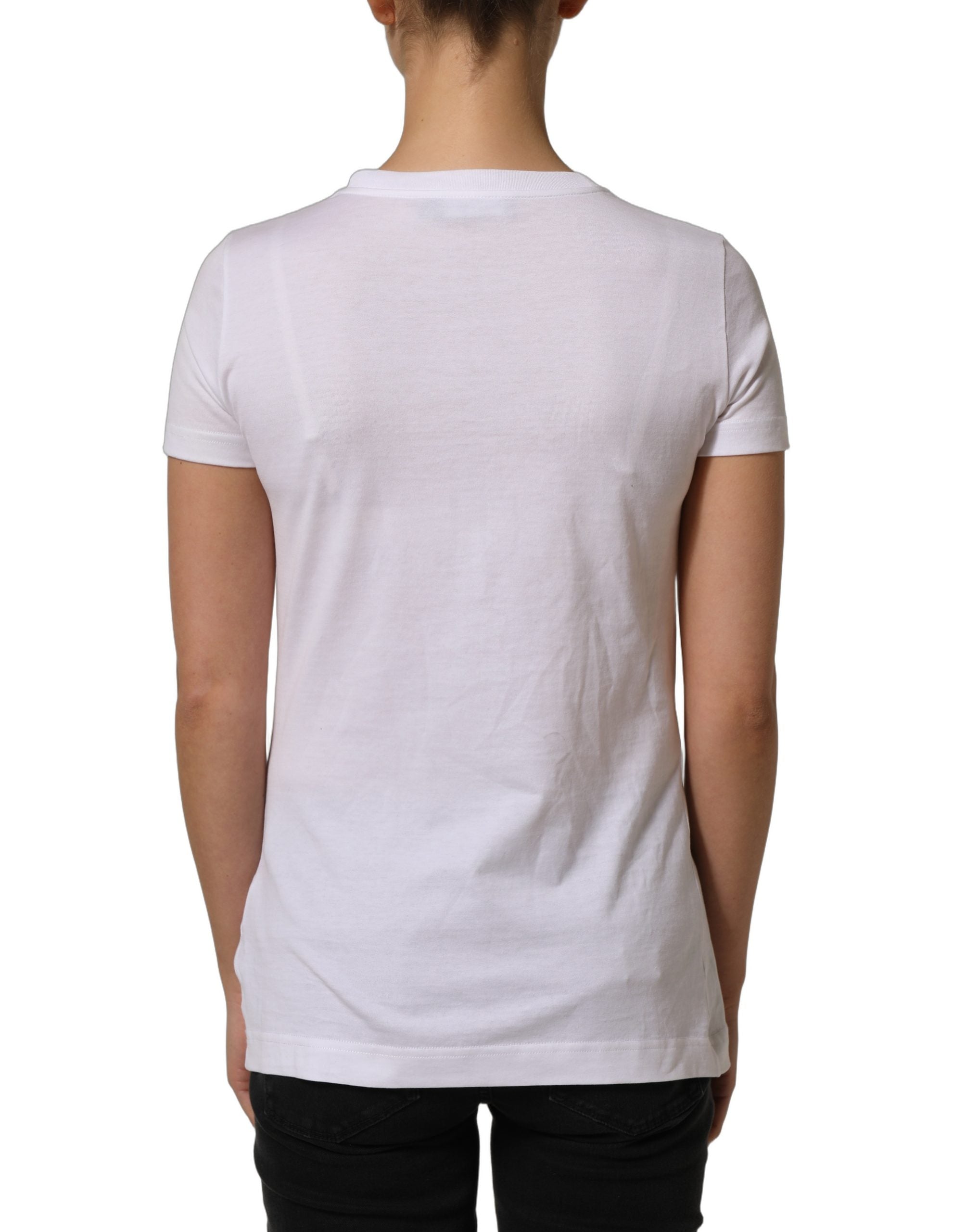 Dolce & Gabbana White DG Logo Embellished Round Neck T-shirt